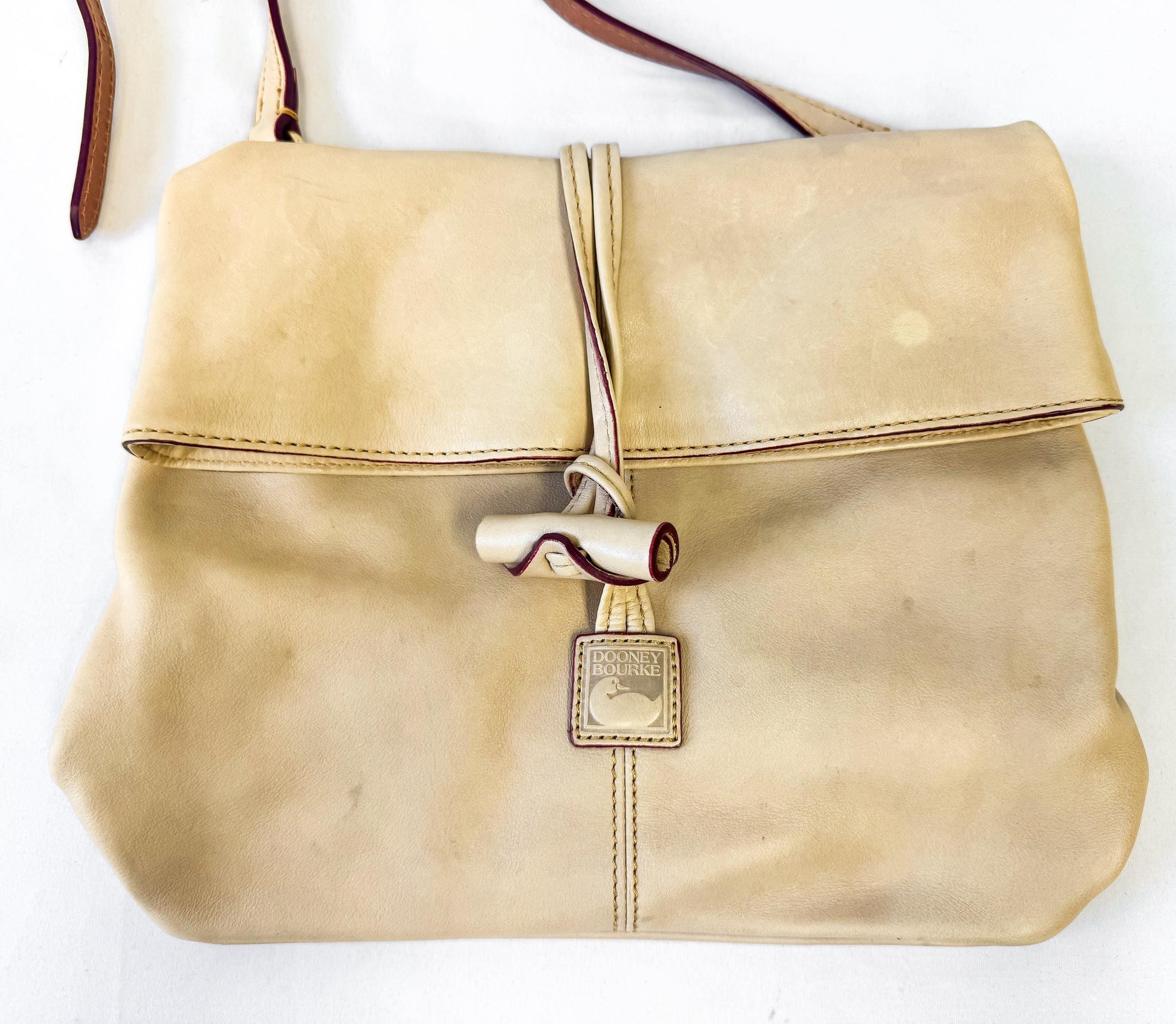 Vintage Dooney and Bourke Light Tan Diptina Medium Toggle Crossbody Bag