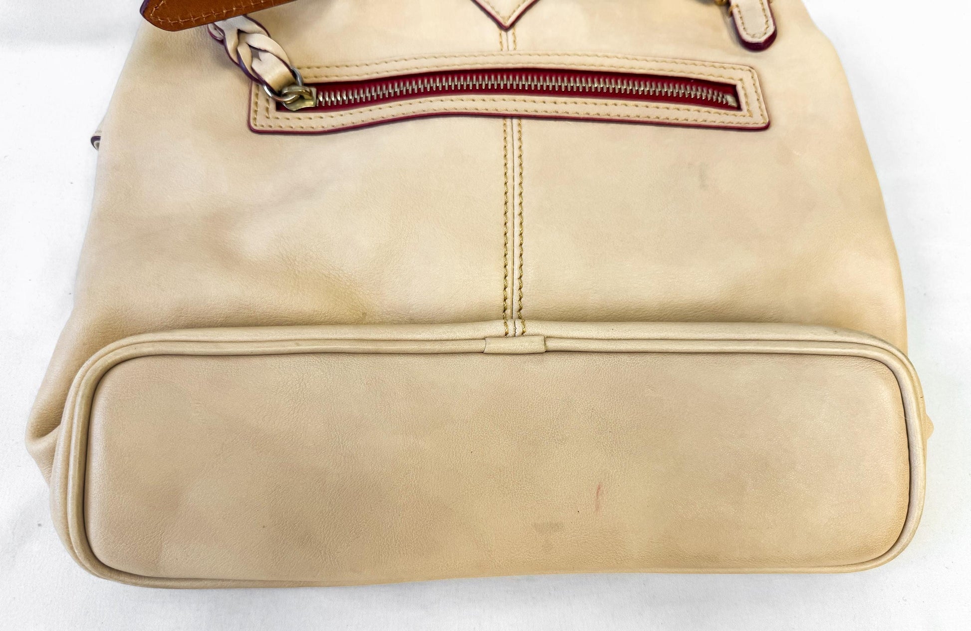 Vintage Dooney and Bourke Light Tan Diptina Medium Toggle Crossbody Bag