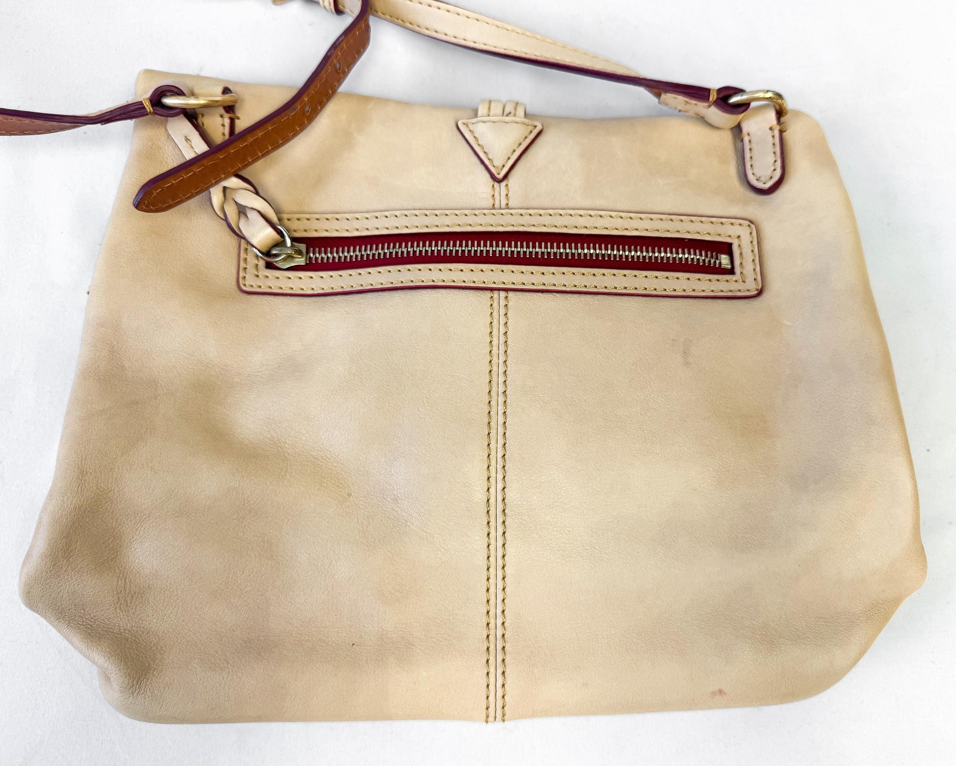 Vintage Dooney and Bourke Light Tan Diptina Medium Toggle Crossbody Bag