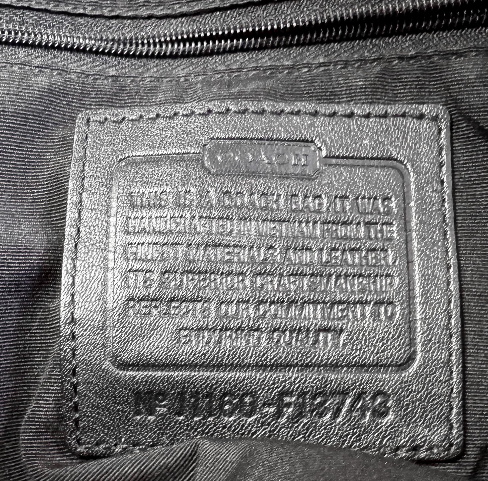 Y2K 00s Coach Black Soho Hampton Pleated Patent Leather Trim Satchel Shoulder Bag, Style 13473