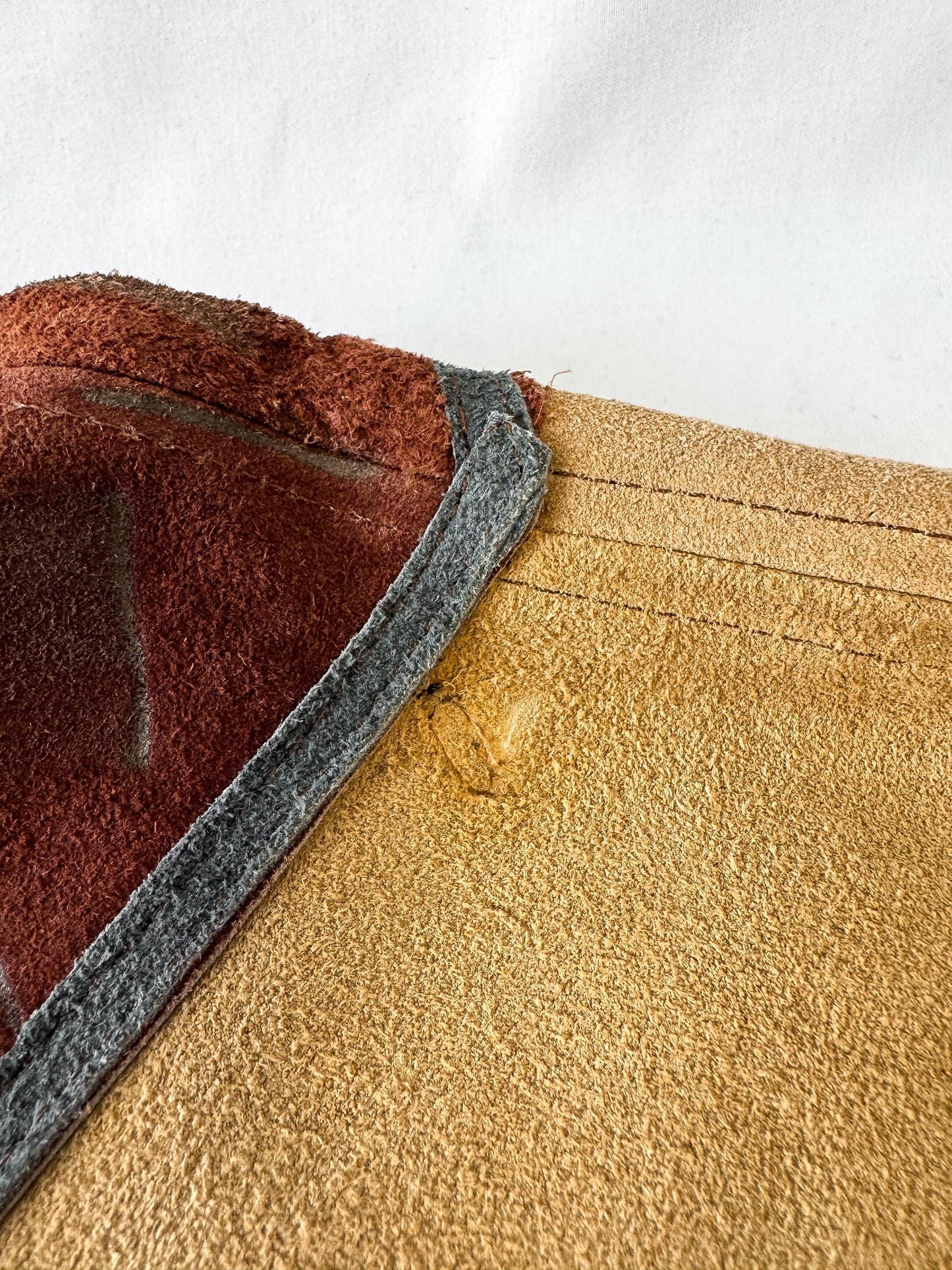 Vintage 60s/70s Handmade Native Western Style Suede Leather Horse Stamped Fringe Poncho, Approx. Men's XL/One Size, Statement Western Wear