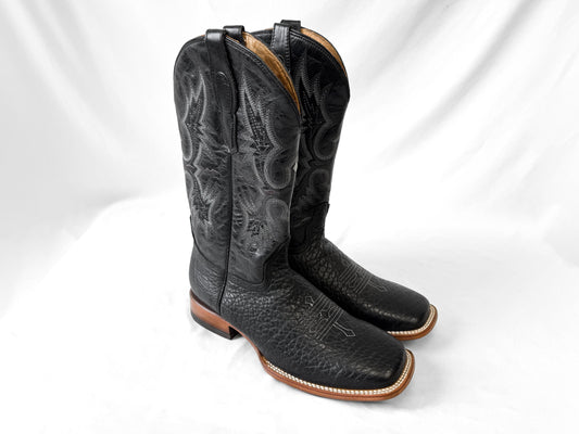 Vintage Alfa Black Leather Embroidered Cowboy Boots, Approx. Men's Sz 10.5EE, Vintage Western Boots