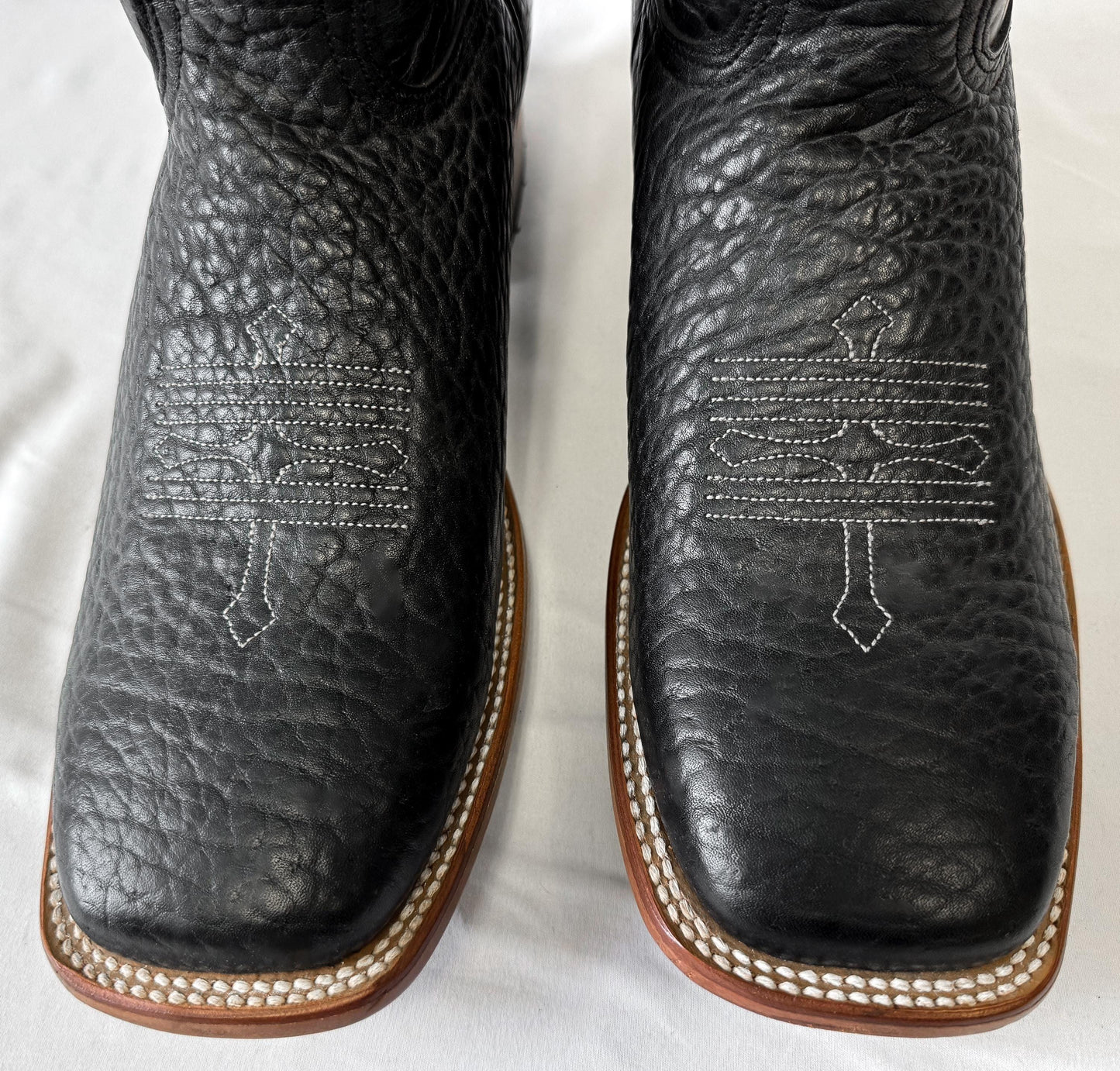 Vintage Alfa Black Leather Embroidered Cowboy Boots, Approx. Men's Sz 10.5EE, Vintage Western Boots