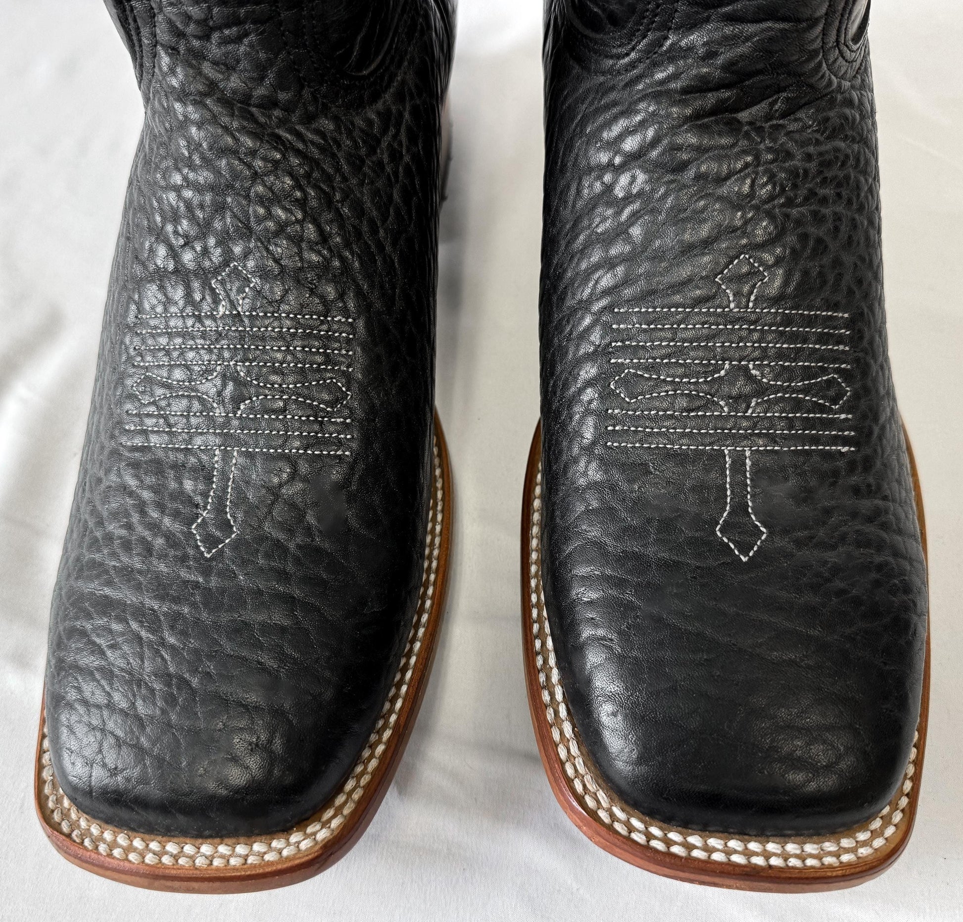 Vintage Alfa Black Leather Embroidered Cowboy Boots, Approx. Men's Sz 10.5EE, Vintage Western Boots