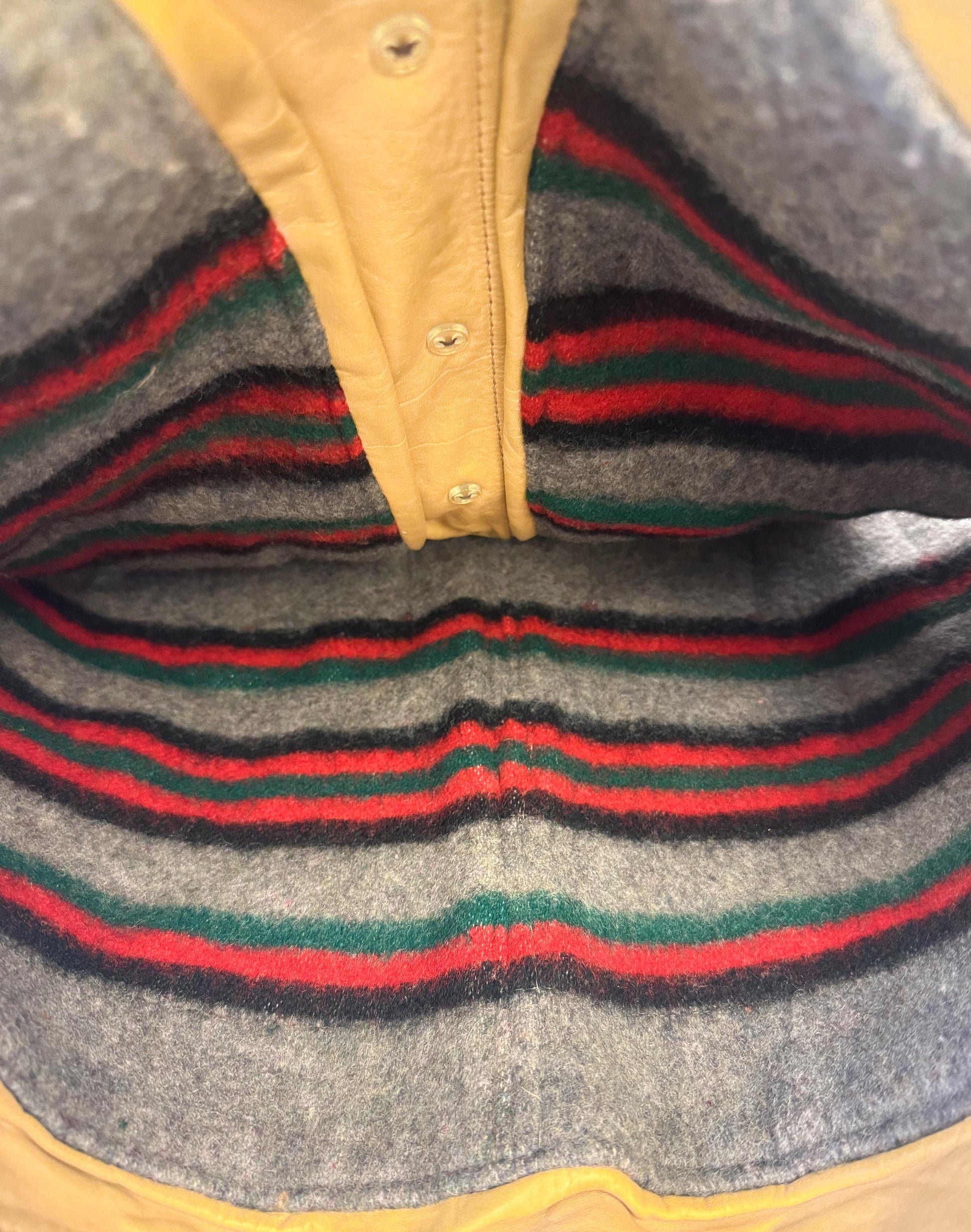 Vintage 70s Marlboro Tan Leather Wool Lined Button Vest, Approx. Men's Sz. L