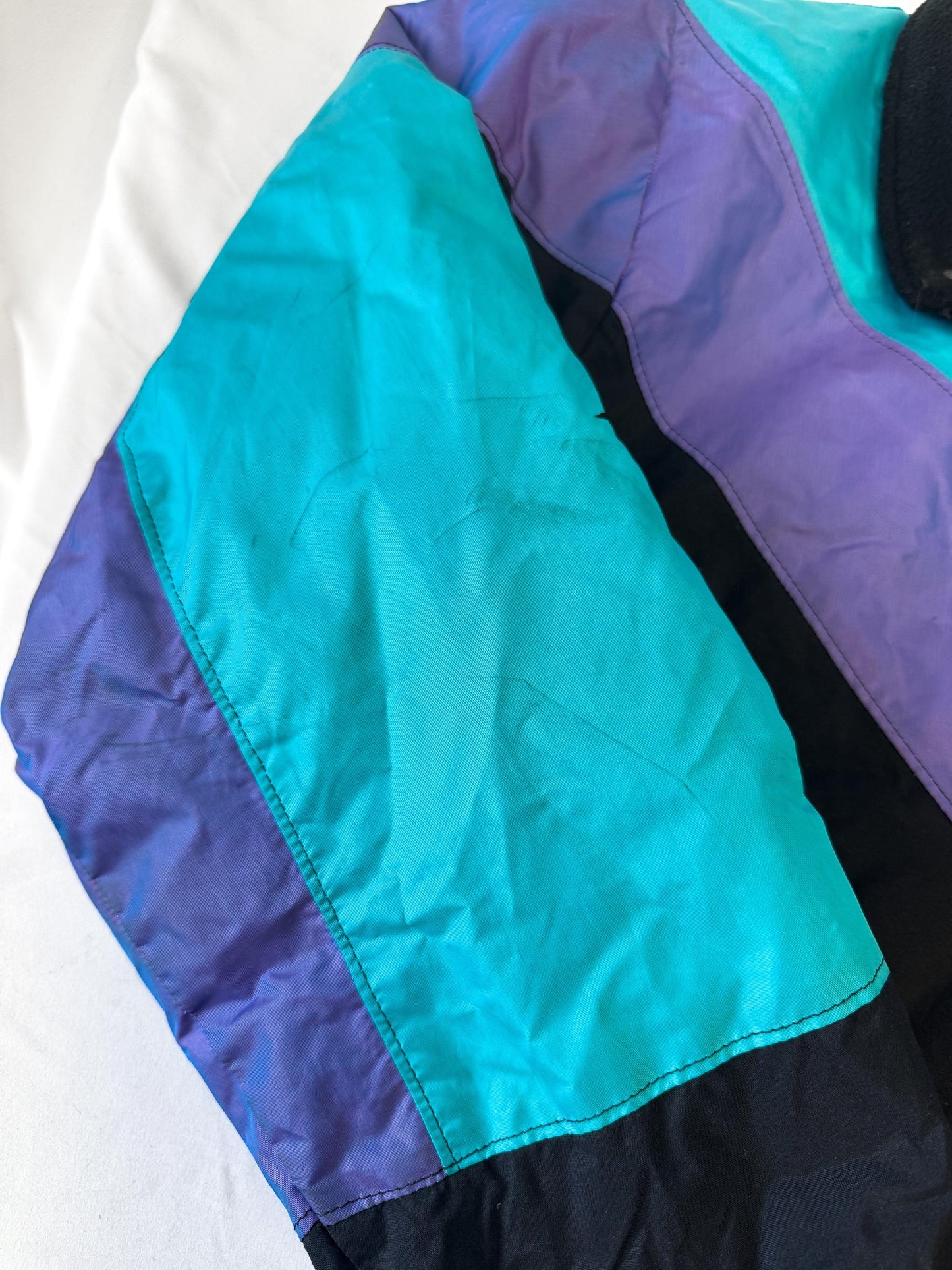 Vintage 90s Polaris Black Blue Purple Iridescent Bomber Jacket, Men's Sz. M, Retro Unisex Jacket