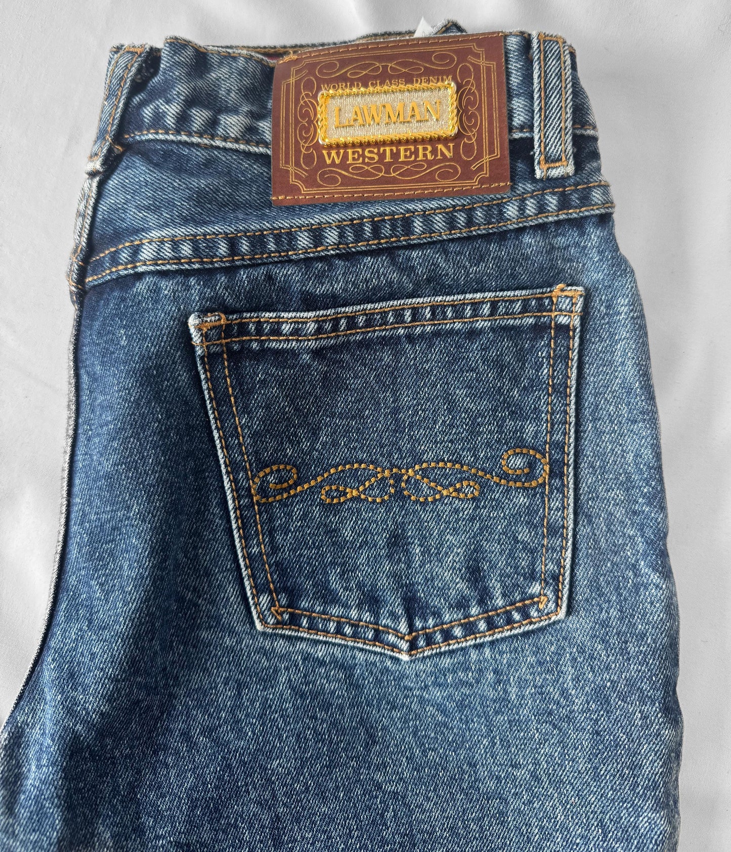 Vintage Lawman's Medium Wash Mid Rise Bootcut Jeans, Women's 26" x 30", Vintage Western Jeans