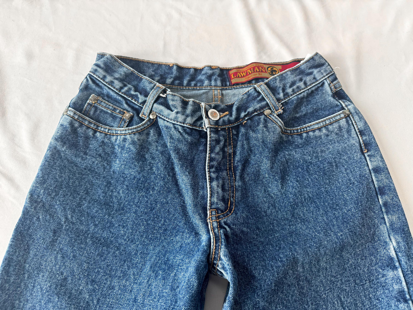 Vintage Lawman's Medium Wash Mid Rise Bootcut Jeans, Women's 26" x 30", Vintage Western Jeans