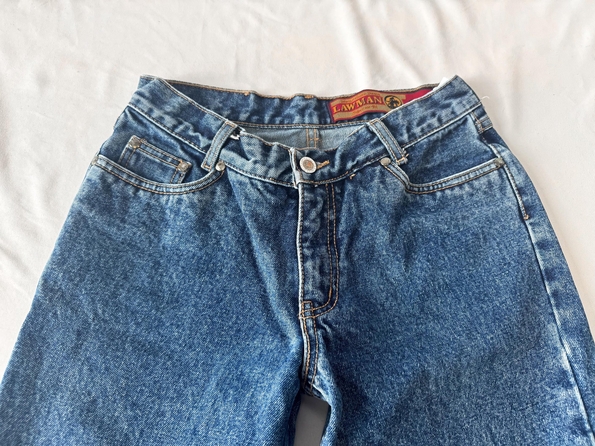 Vintage Lawman's Medium Wash Mid Rise Bootcut Jeans, Women's 26" x 30", Vintage Western Jeans