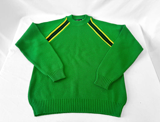 Vintage John Deere Green Striped Mock Neck Sweater, Men's Sz. M