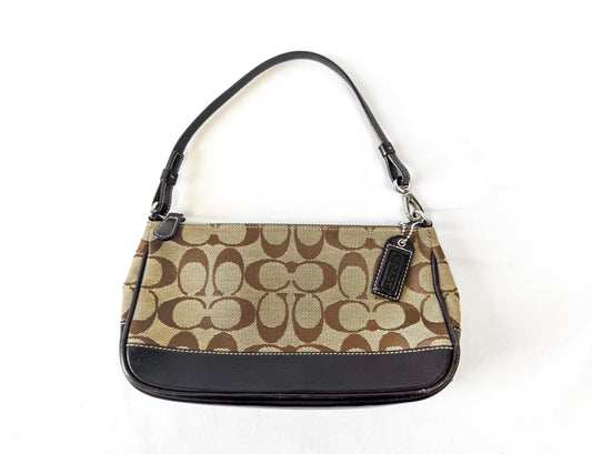 Y2K 00s Coach Signature Demi Beige Brown Canvas Mini Bag, Style 6094
