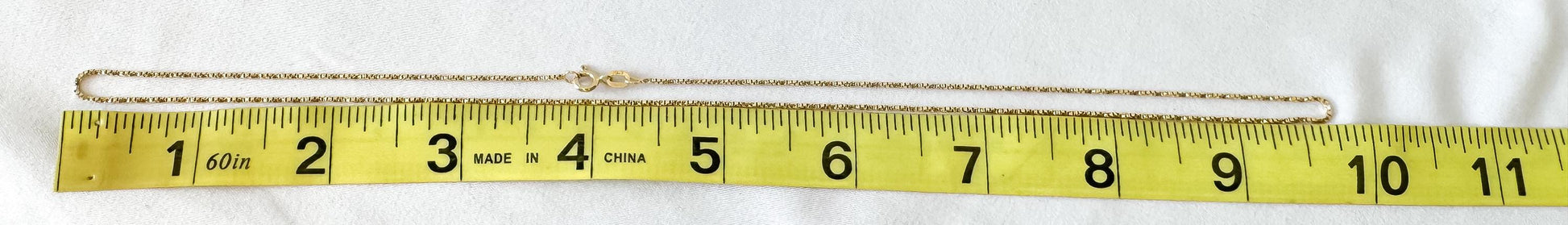 Vintage 14K Italy Yellow Gold Box Chain Necklace, Roughly 19.5", Roughly 1mm, Simple Dainty Everyday Minimalist Chain