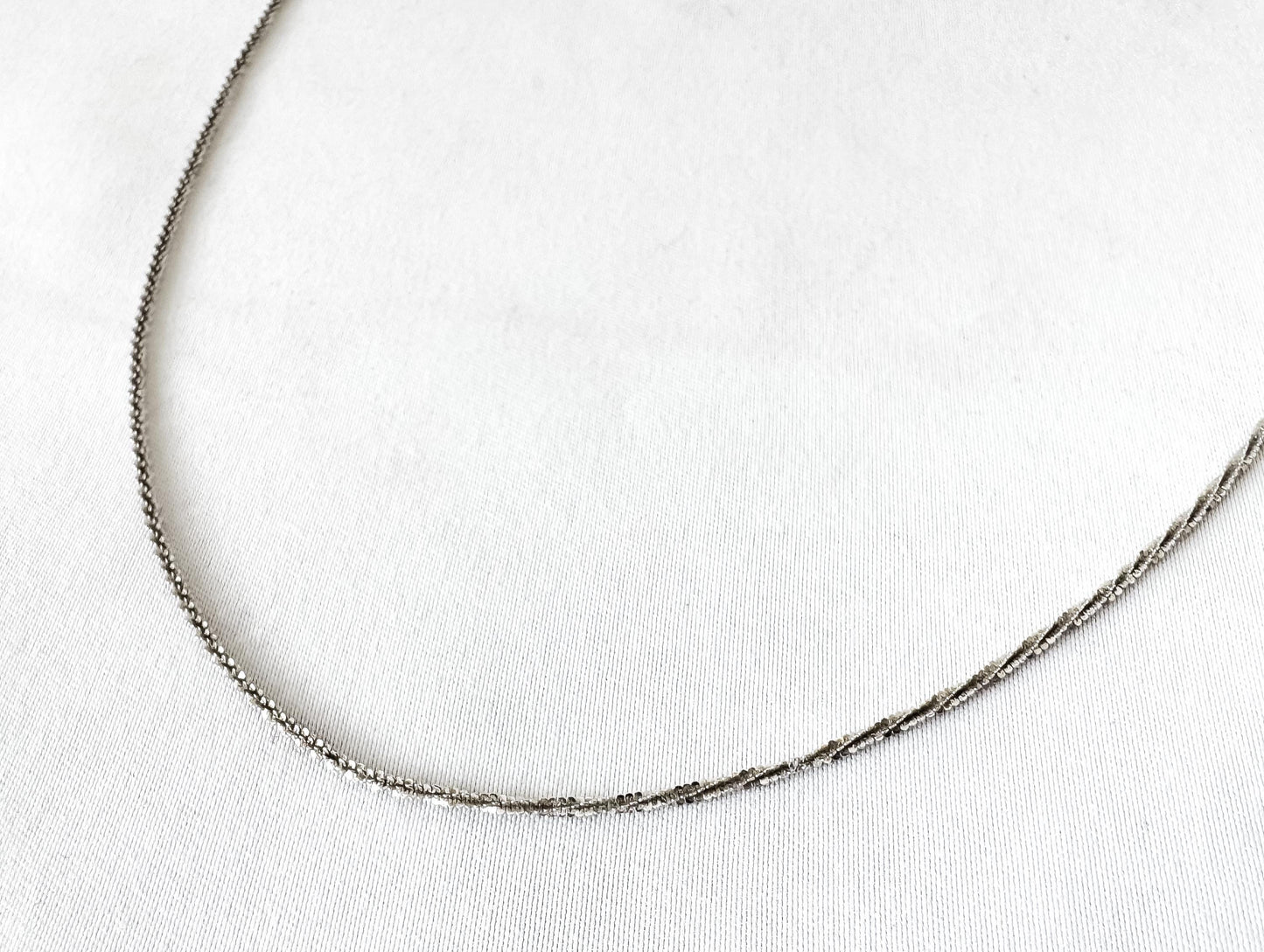 Vintage 14K Italy Aufrin White Gold Diamond Cut Rope Chain, Roughly 20", Roughly 2mm, Unisex Simple Everyday Layering Chain Necklace