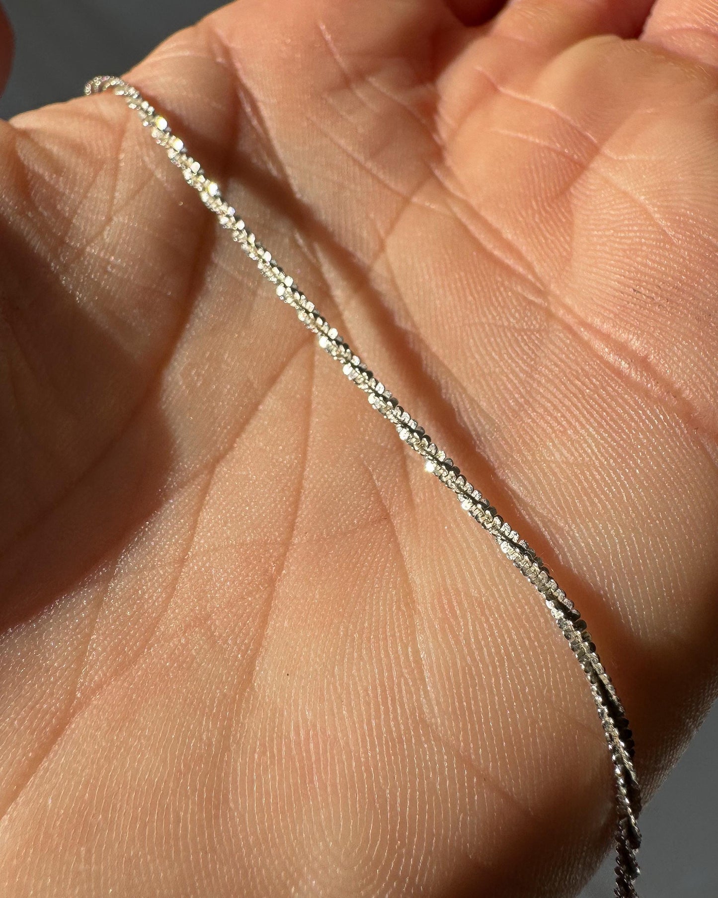 Vintage 14K Italy Aufrin White Gold Diamond Cut Rope Chain, Roughly 20", Roughly 2mm, Unisex Simple Everyday Layering Chain Necklace