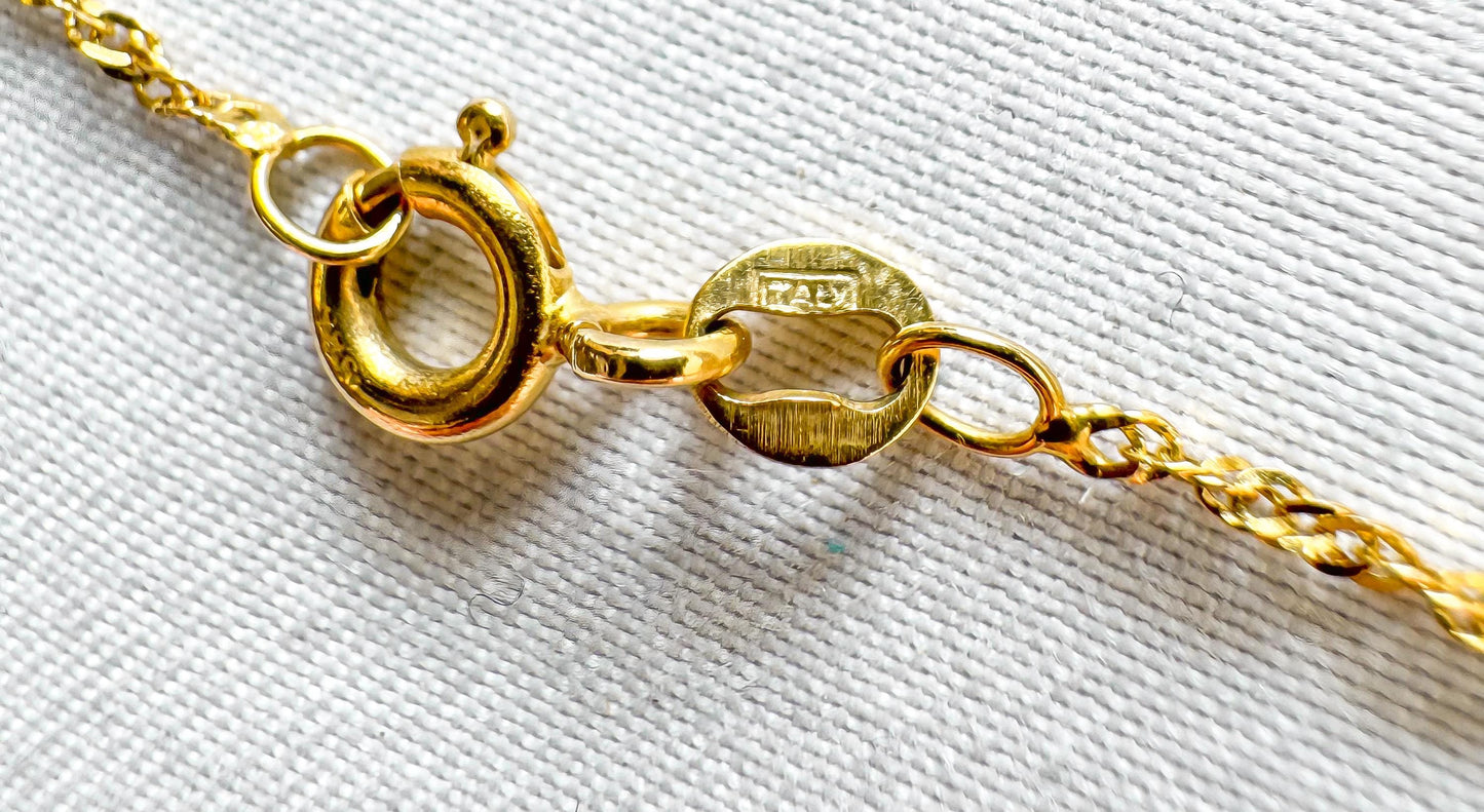 Vintage 14K Yellow Gold Guardian Angel Cherub Pendant on Roughly 25 Inch 14K Italy Twisted Snake Chain