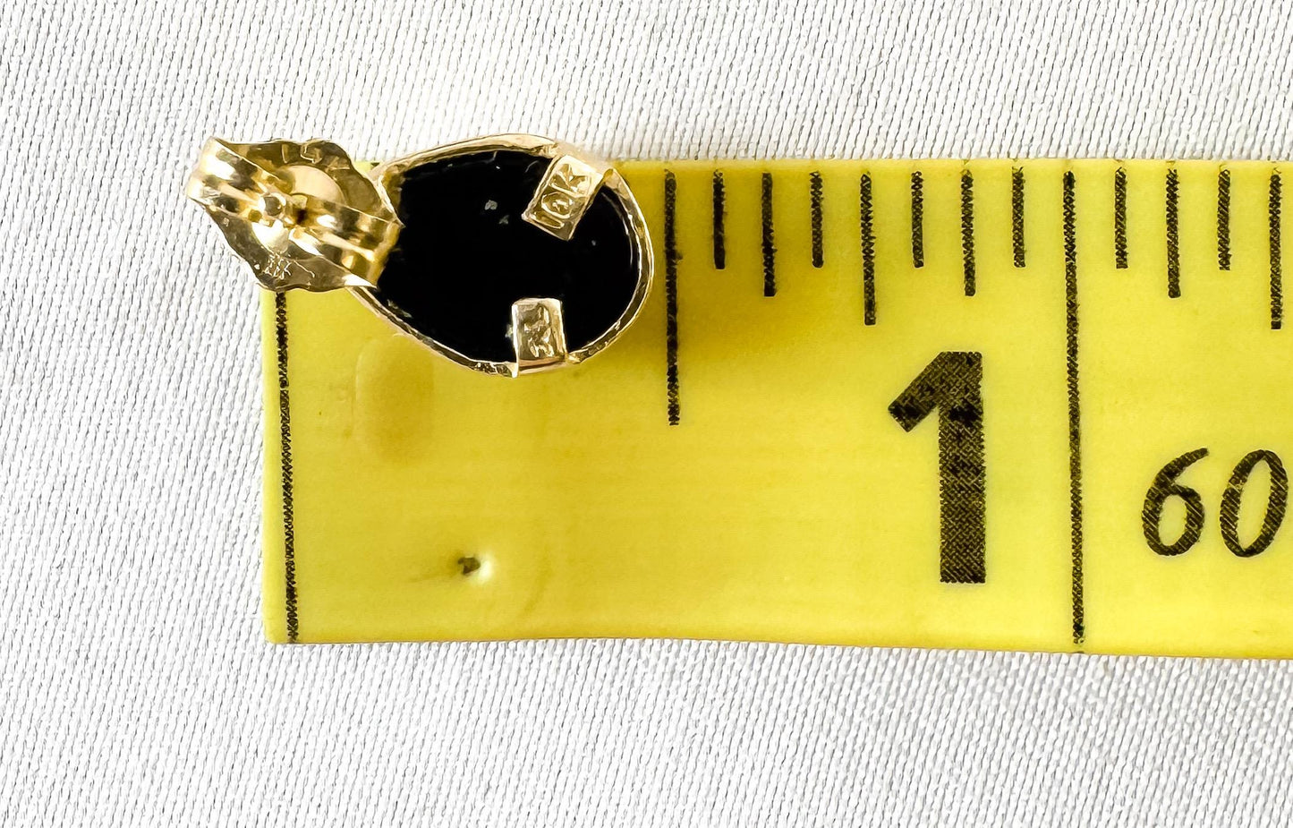 Vintage 12K 10K RL Black Hills Gold Onyx Teardrop Leaf Earrings