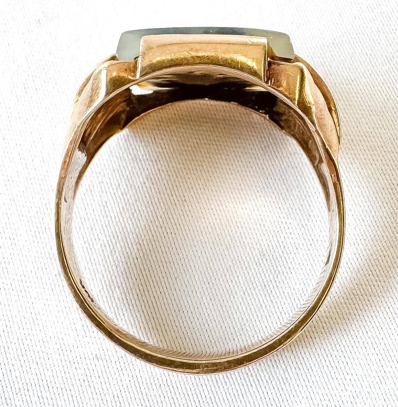 Vintage 10K Dendritic Agate Tree Bush Signet Ring, Sz. 11.5