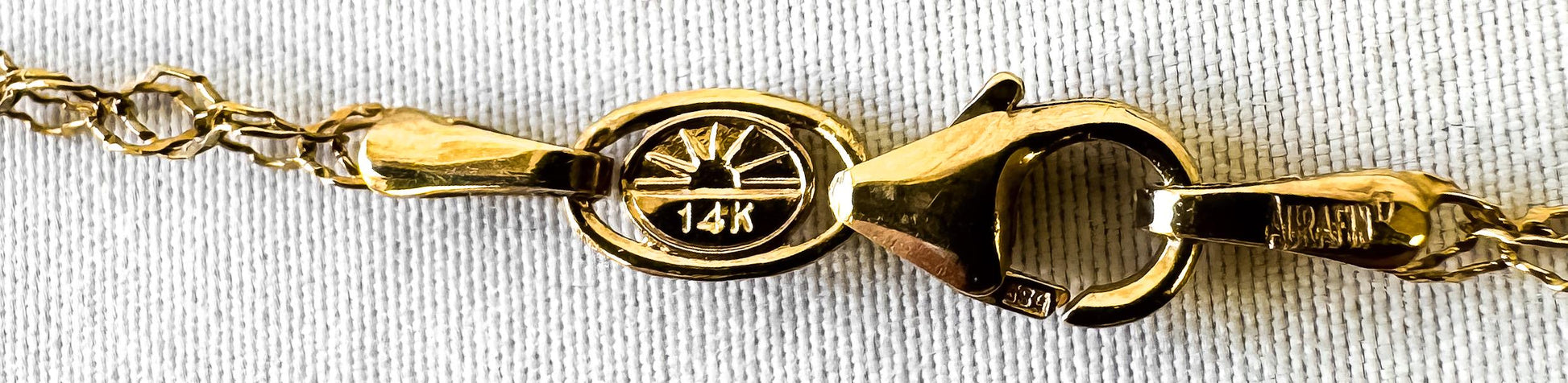 Vintage 14K Italy Yellow Gold Aufrin Twisted Textured Cable Chain Necklace, Roughly 19.5", Roughly 2.5mm, Unique Simple Everyday Chain