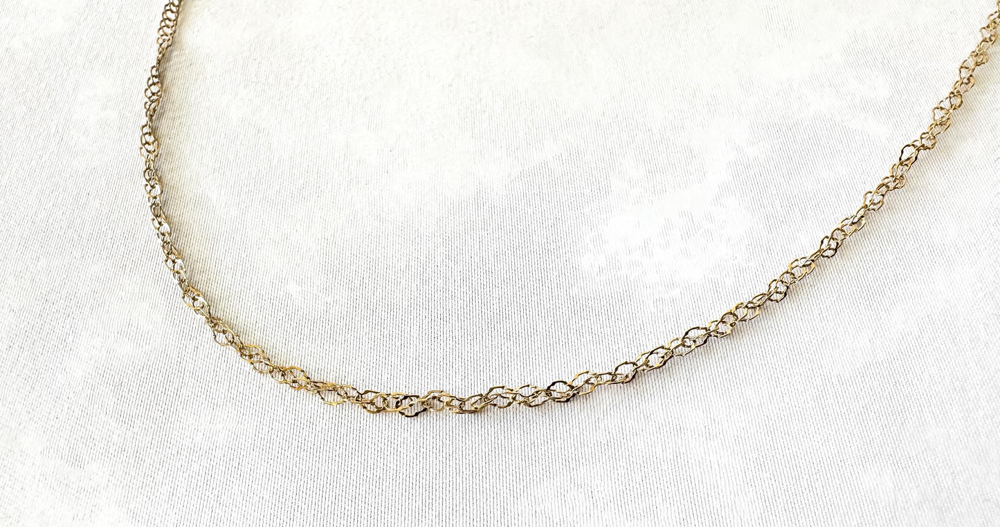 Vintage 14K Italy Yellow Gold Aufrin Twisted Textured Cable Chain Necklace, Roughly 19.5", Roughly 2.5mm, Unique Simple Everyday Chain