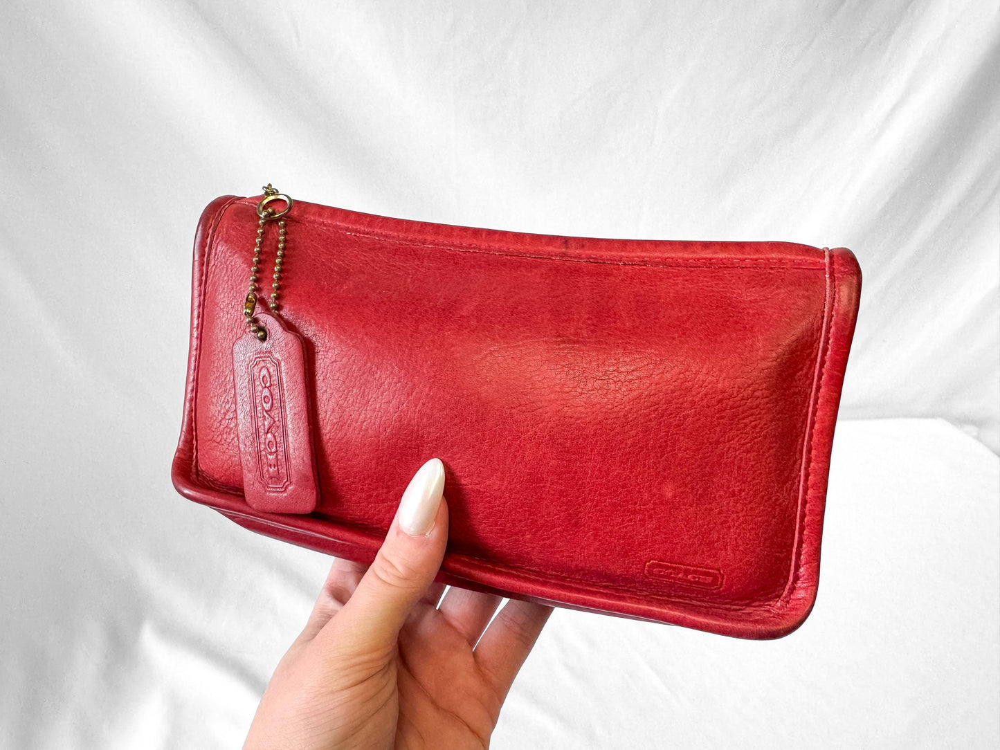Vintage Coach Red Leather Chunky Case Pouch