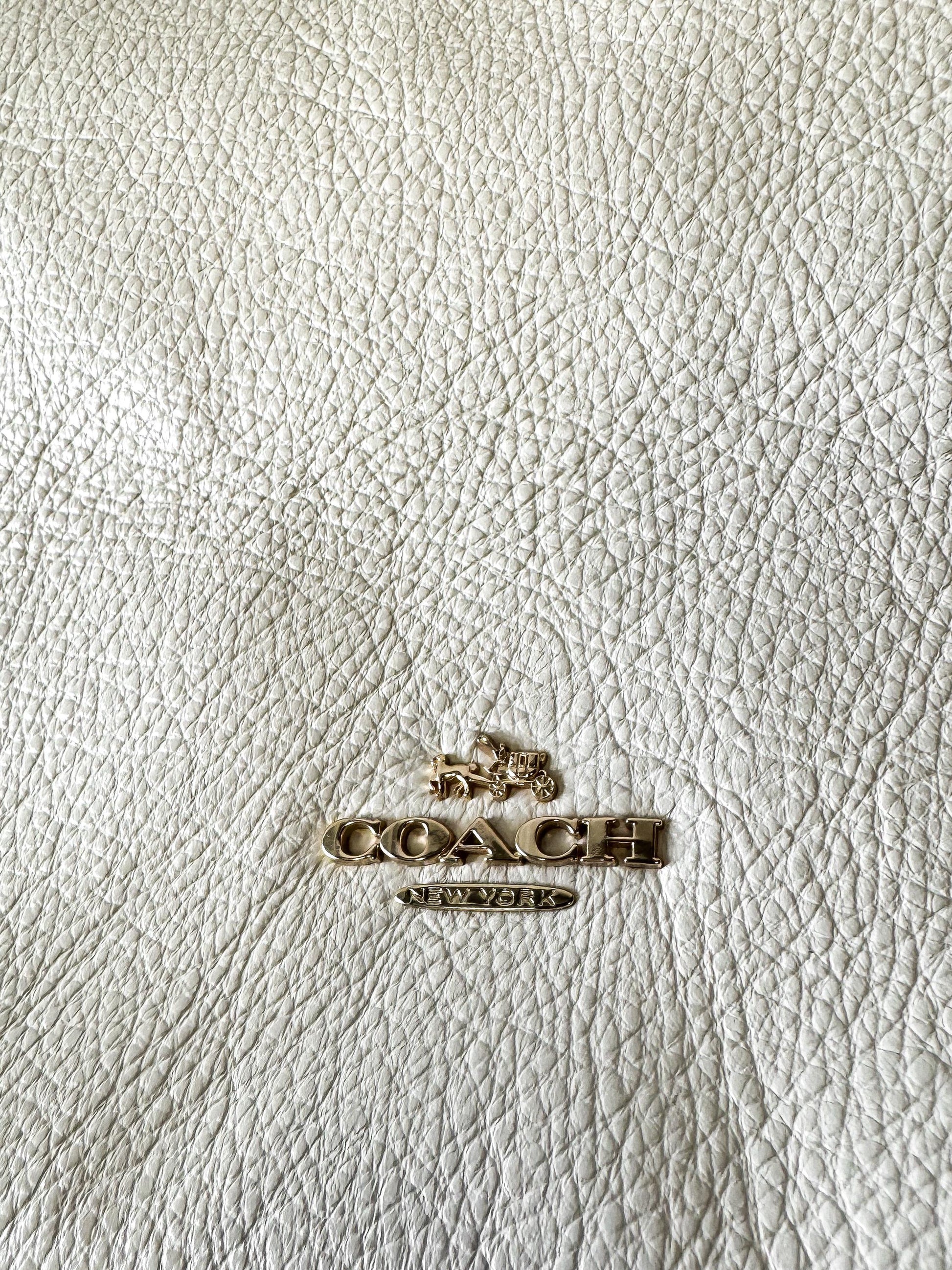 Modern Coach Town Tote Chalk White/Cream Turn Lock Pebbled Leather Shoulder Toten Bag, Style 12184