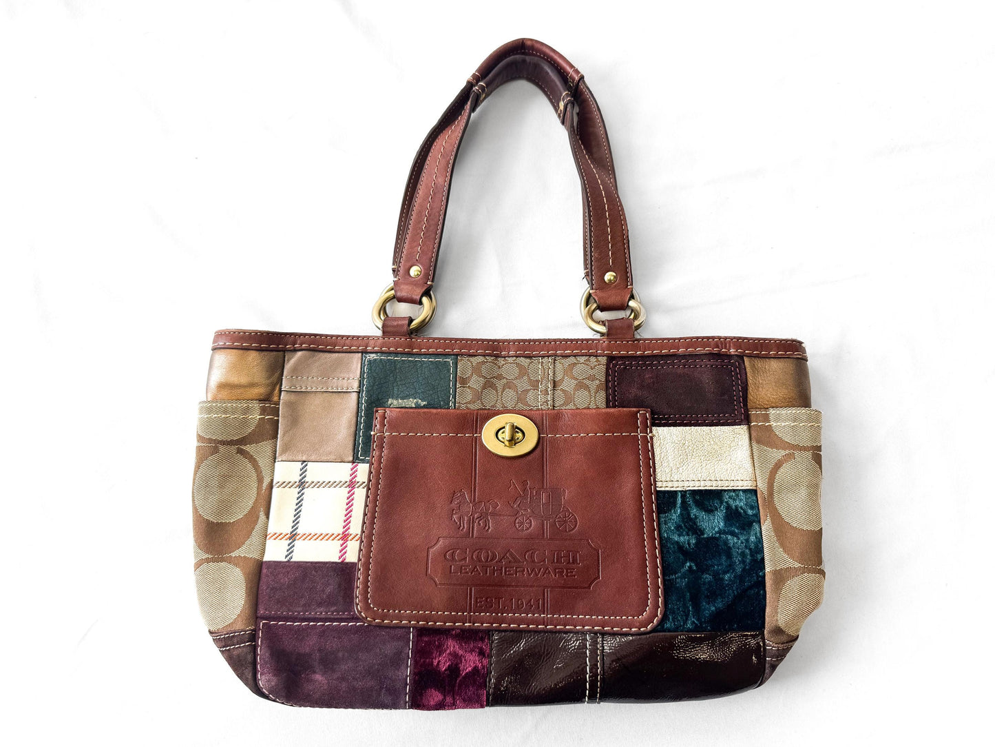 Y2K 00s Coach Gallery Holiday Patchwork Shoulder Bag, Style 11358