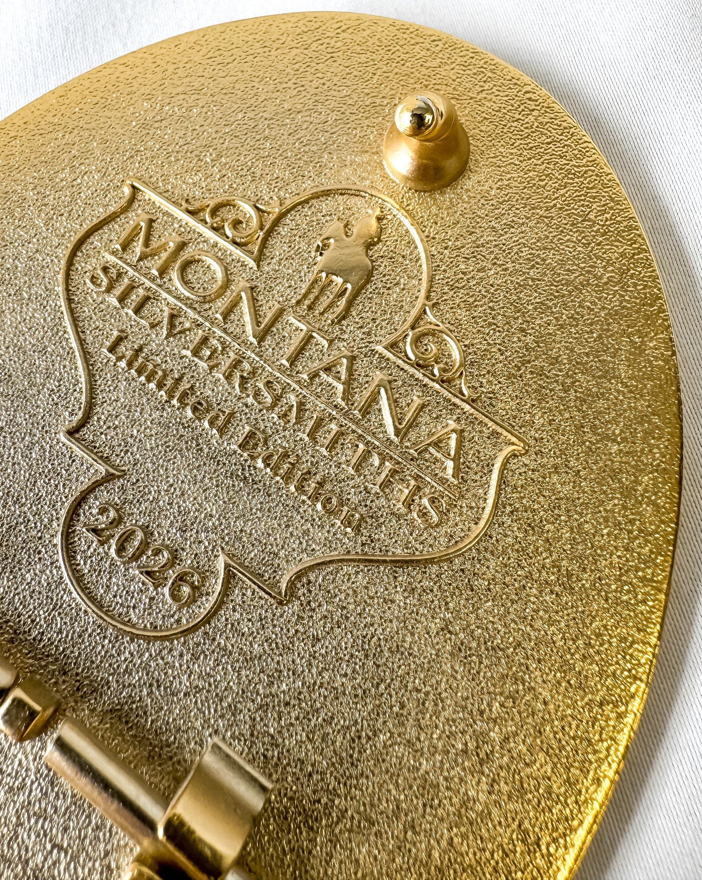 Western Montana Silversmiths Pendleton Whisky Gold Logo Belt Buckle, Vintage Western Accessories