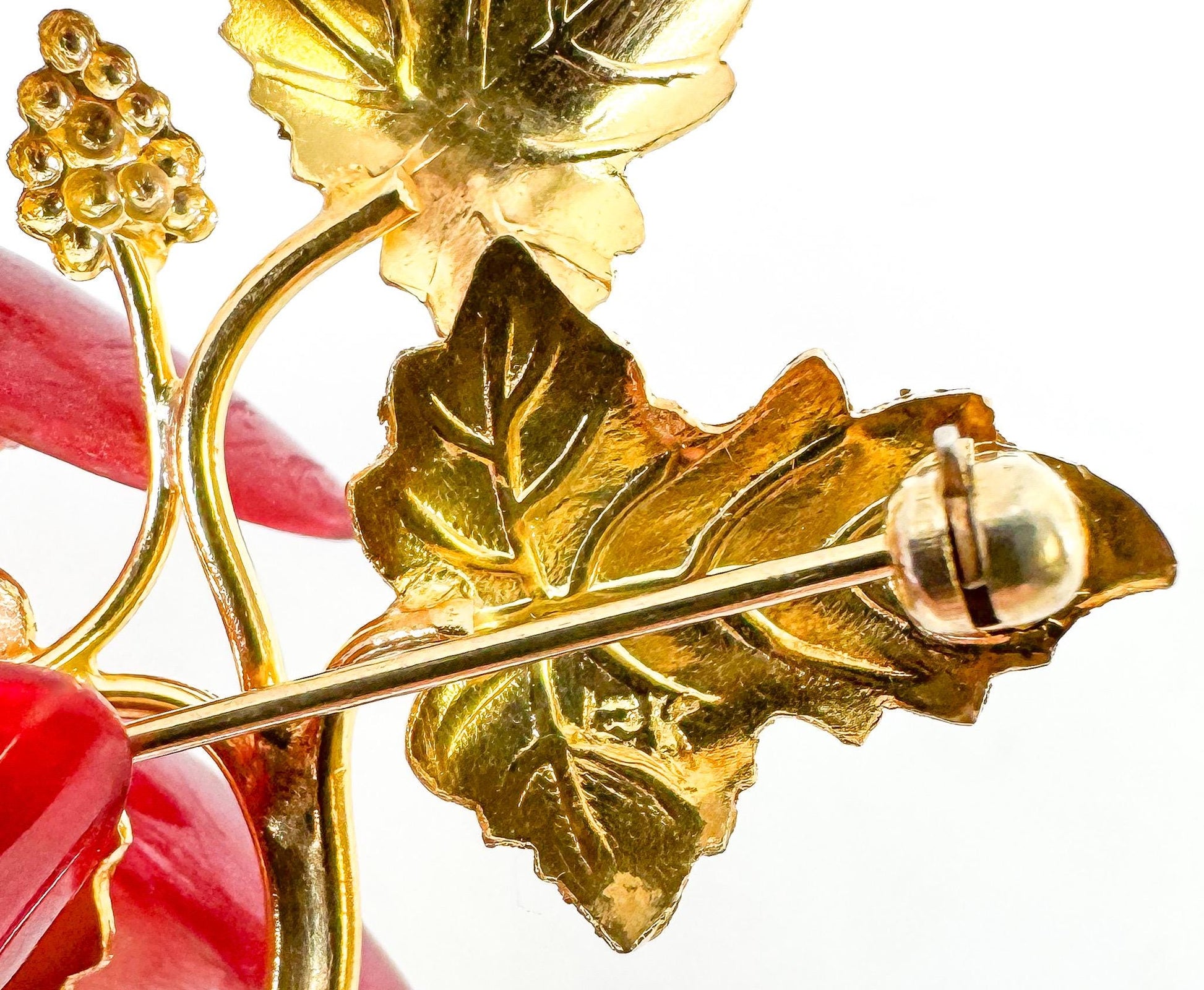 Vintage 12K Black Hills Gold Multi-Tone Leaf Stem Brooch Pin, Vintage Black Hills Jewelry