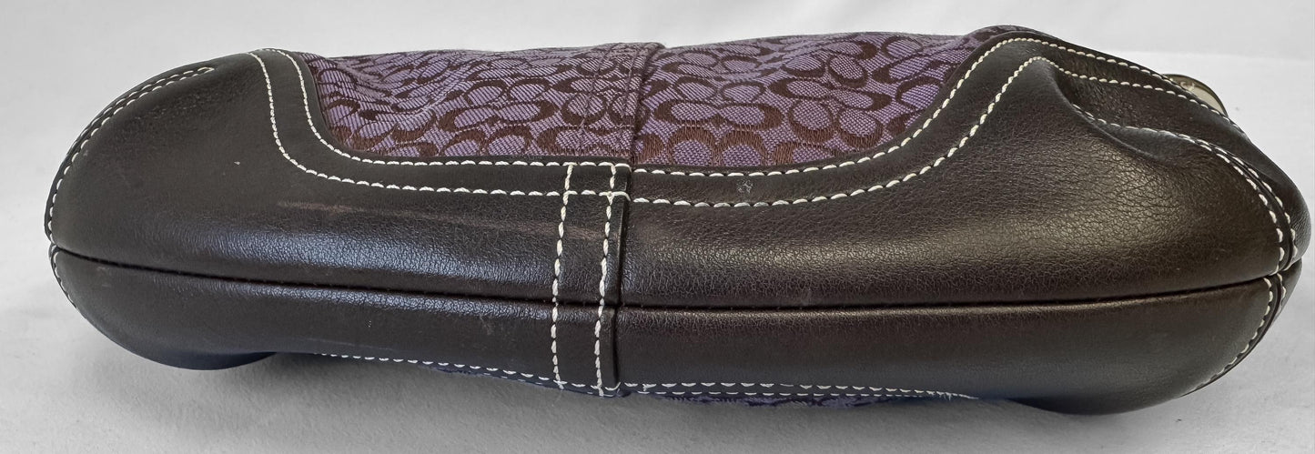 Y2K 00s Coach Mini Signature Small Hobo Purple Brown Shoulder Bag, Style 6351