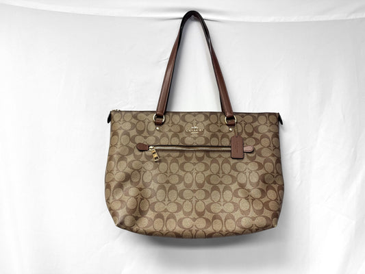 Modern Coach Gallery Signature Brown Beige Canvas Shoulder Tote Bag, Style 79609