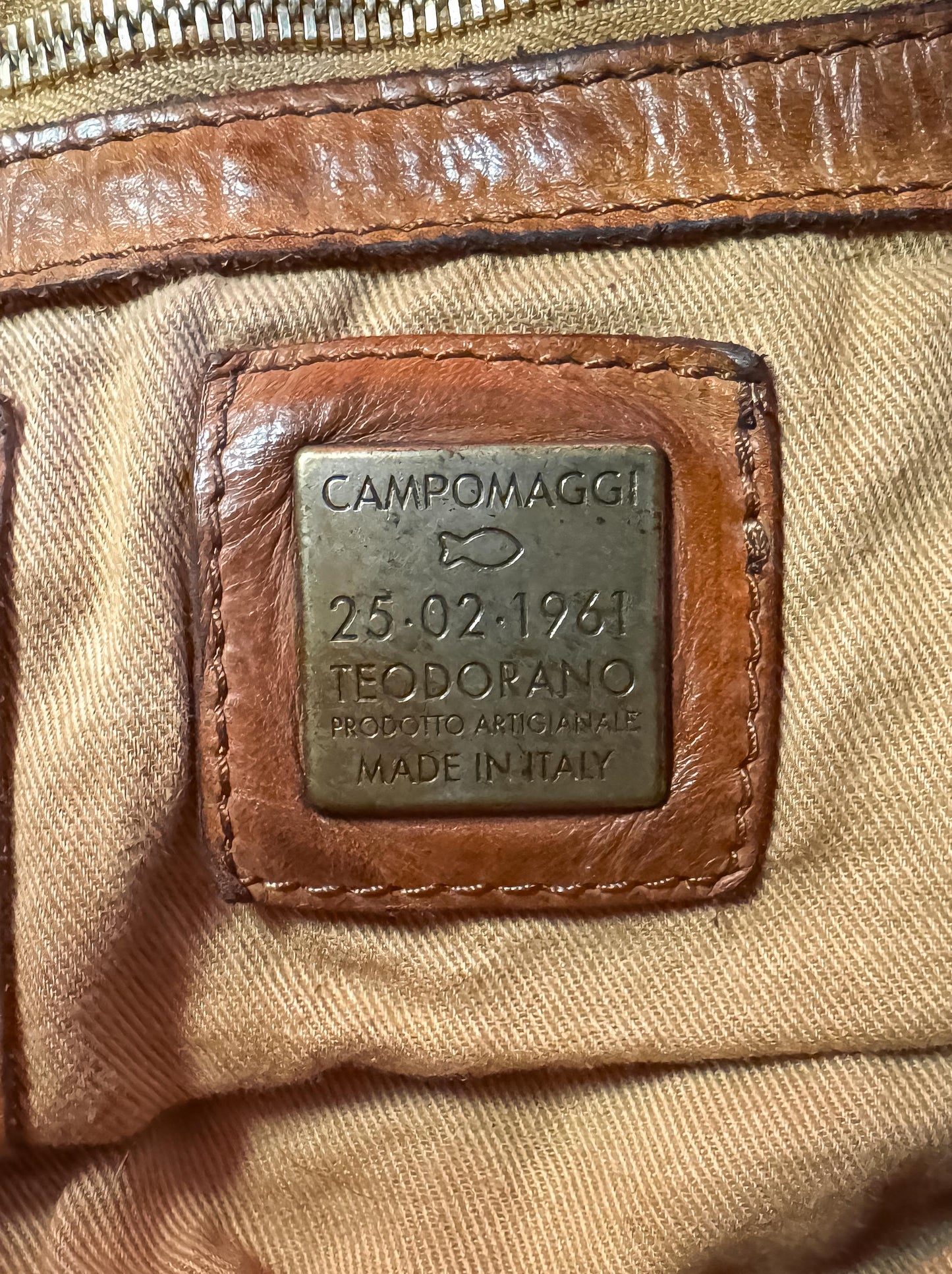 Vintage Style Campomaggi Bauletto Grande Cognac Leather Shoulder Tote Bag with Detachable Crossbody Strap, Vintage Western Boho Handbag