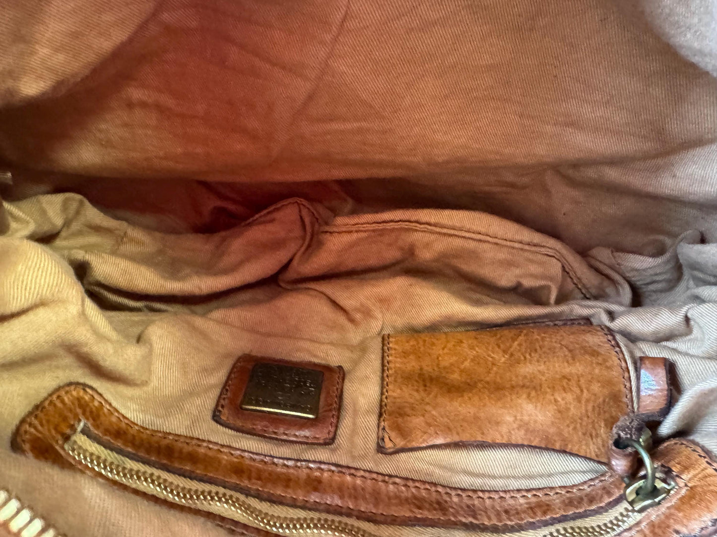 Vintage Style Campomaggi Bauletto Grande Cognac Leather Shoulder Tote Bag with Detachable Crossbody Strap, Vintage Western Boho Handbag