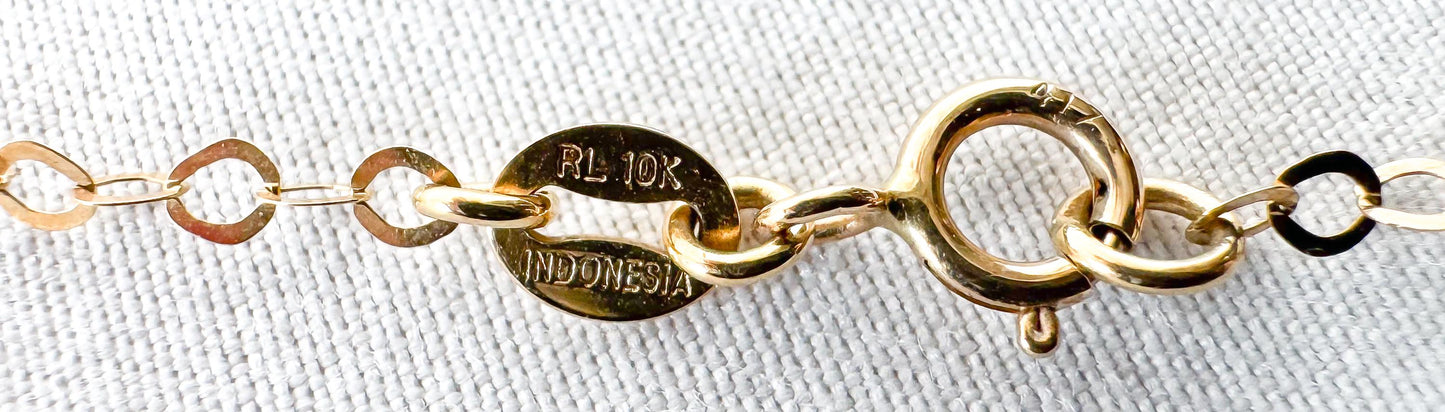 10K Yellow Gold White Topaz Heart Cross Cable Chain Lariat Necklace, Roughly 22", Unique Simple Dainty Minimalist Layering Necklace