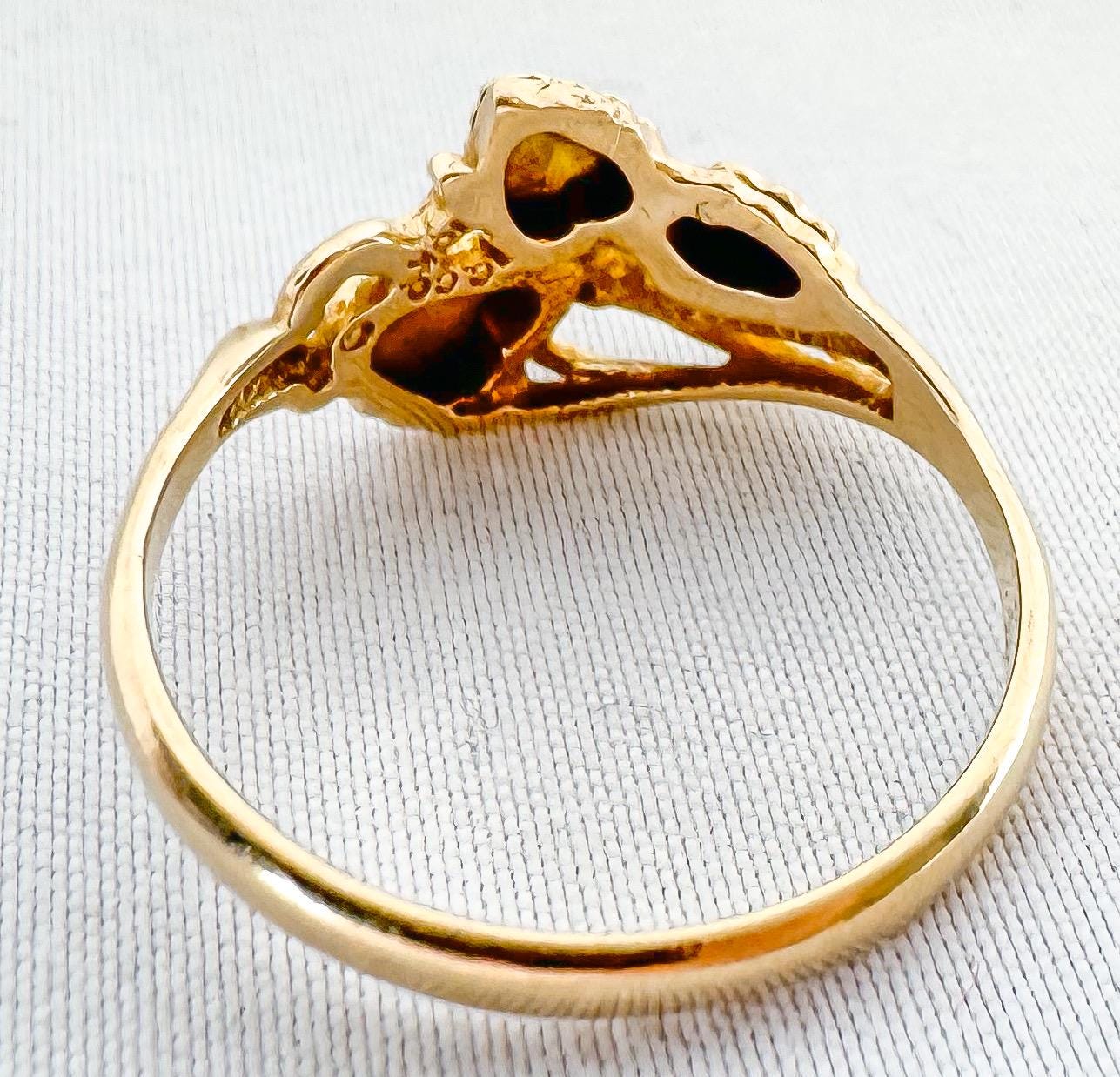 Vintage 10K CCO Black Hills Gold Diamond Multi Tone Leaf Ring, Sz. 7.25