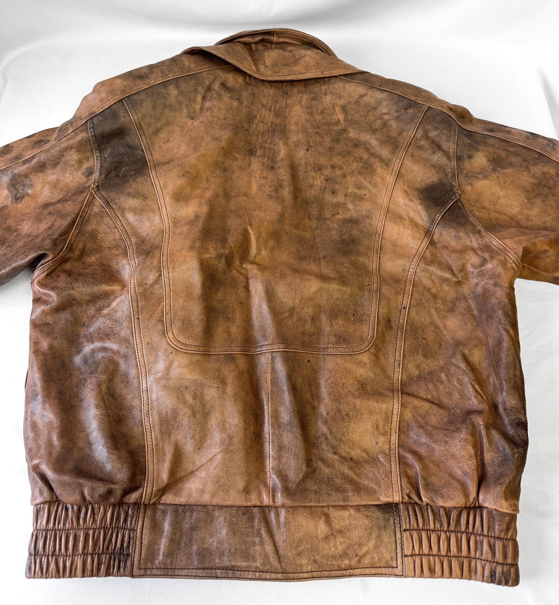 Vintage Wilsons Leather Brown Burnished Leather Bomber Jacket, Men's Sz. L