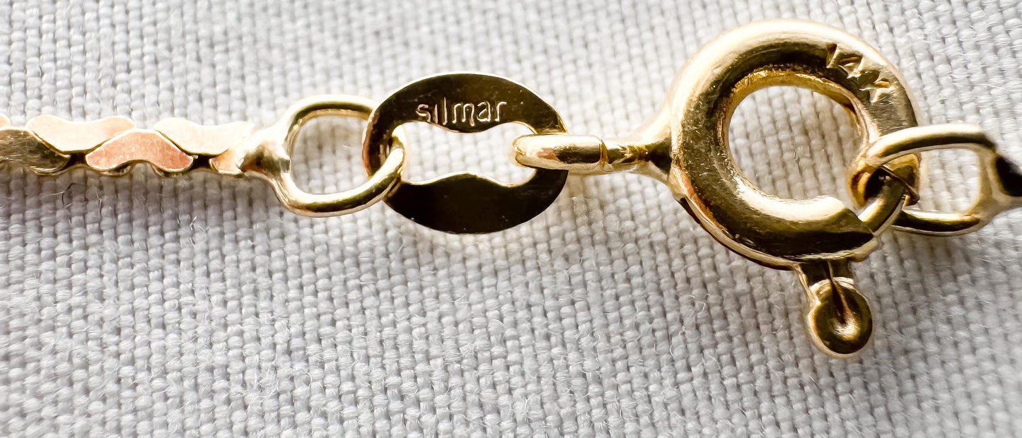 14K Yellow Gold Italy Silmar Approx. 1mm Serpentine Chain Necklace, Roughly 23", Long Dainty Simple Minimalist Layering Chain Necklace