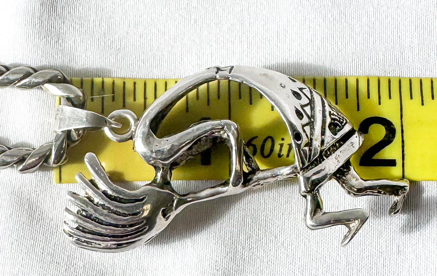 Vintage 925 Sterling Silver Kokopelli Pendant on 925 Chain, Unique Statement Navajo Boho Unisex Necklace