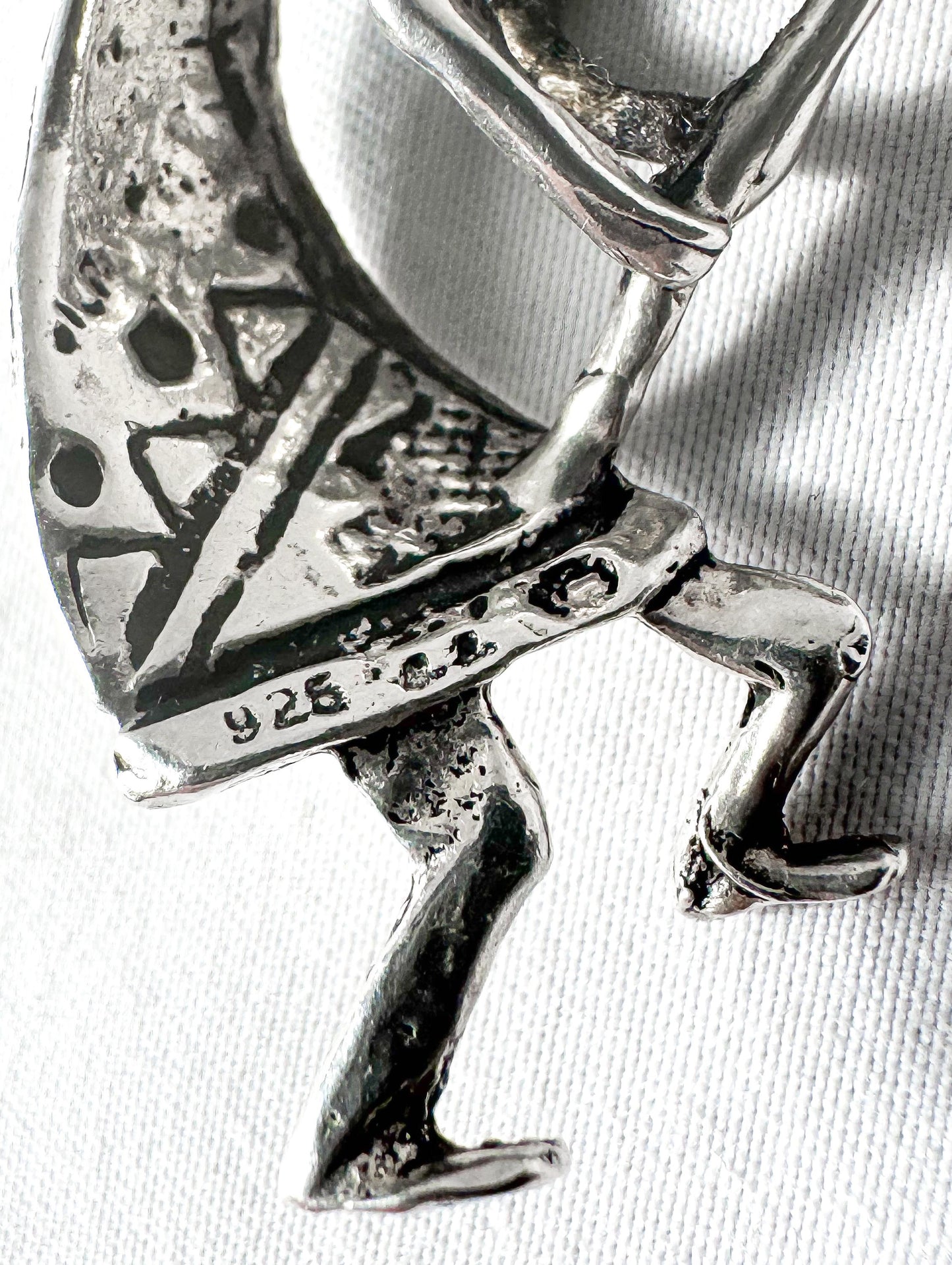 Vintage 925 Sterling Silver Kokopelli Pendant on 925 Chain, Unique Statement Navajo Boho Unisex Necklace