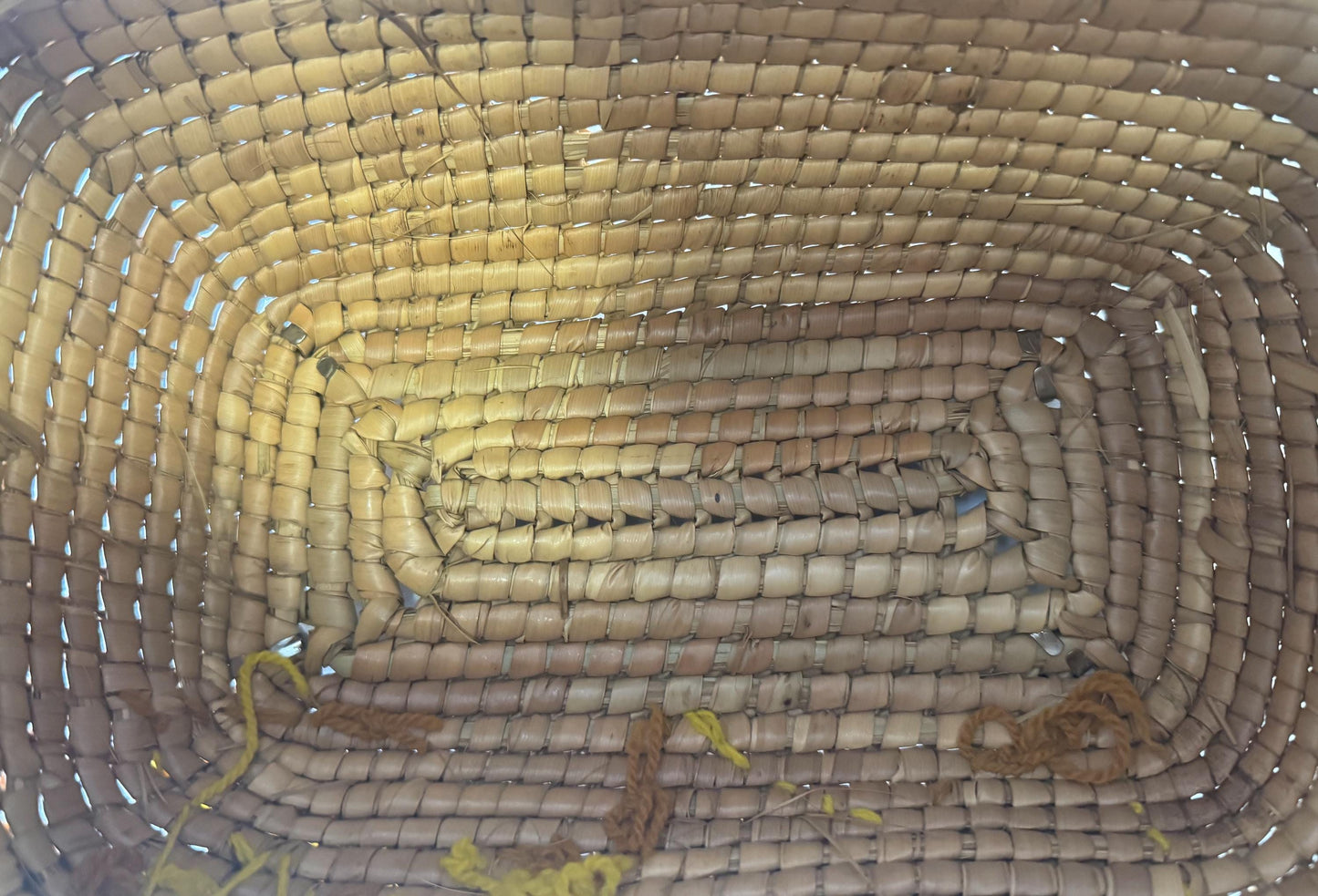 Vintage 70s Yellow Beige Wicker Woven Floral Basket Bag, Unique Boho Cottage Core Style Bag