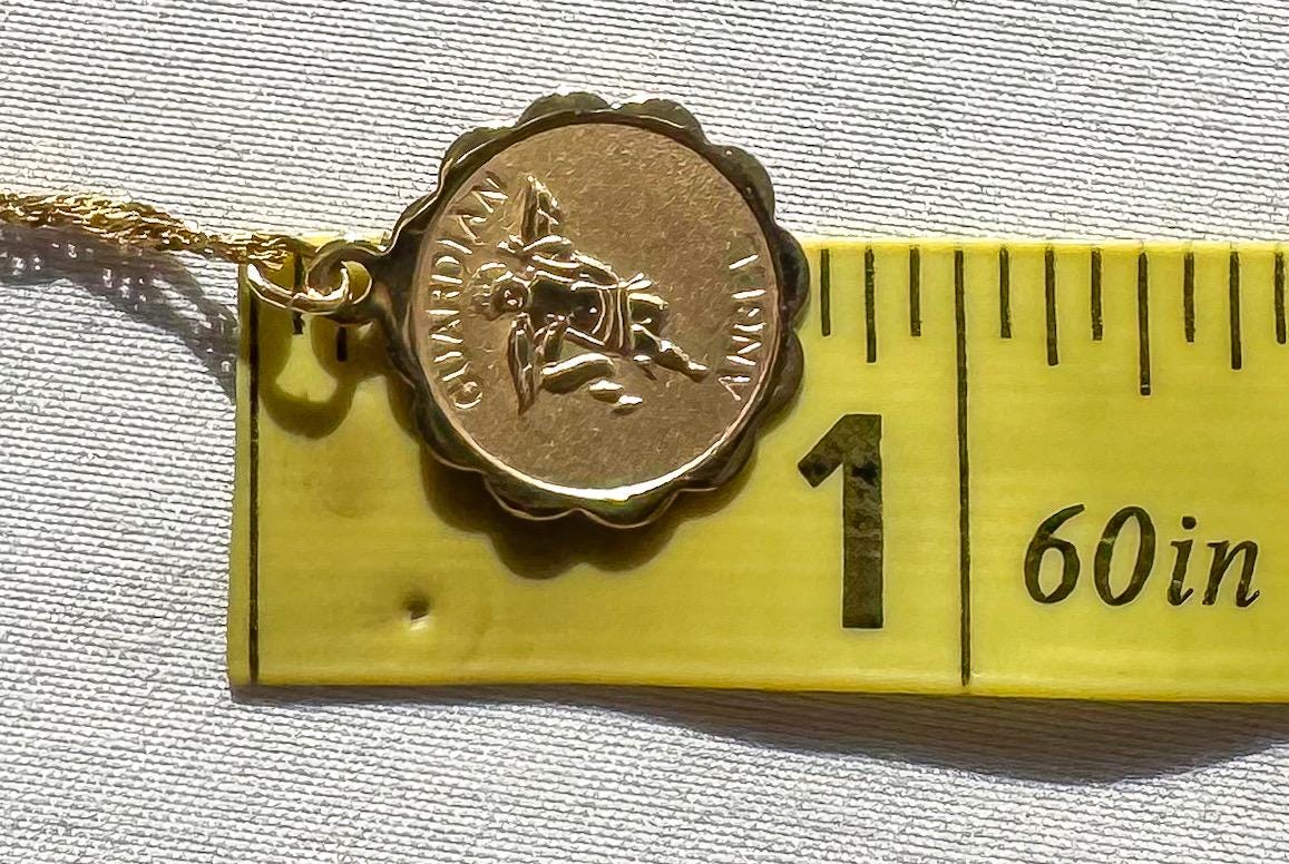 Vintage 14K Yellow Gold Guardian Angel Cherub Pendant on Roughly 25 Inch 14K Italy Twisted Snake Chain