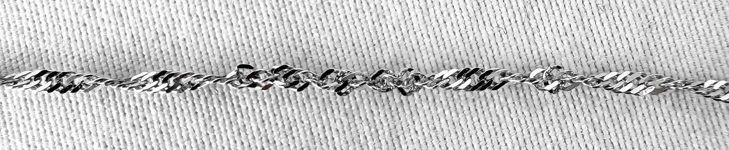 14K Italy White Gold Twisted Snake Chain Necklace, 18", Roughly 1mm Width, Dainty Simple Everyday Minimalist Chain Necklace