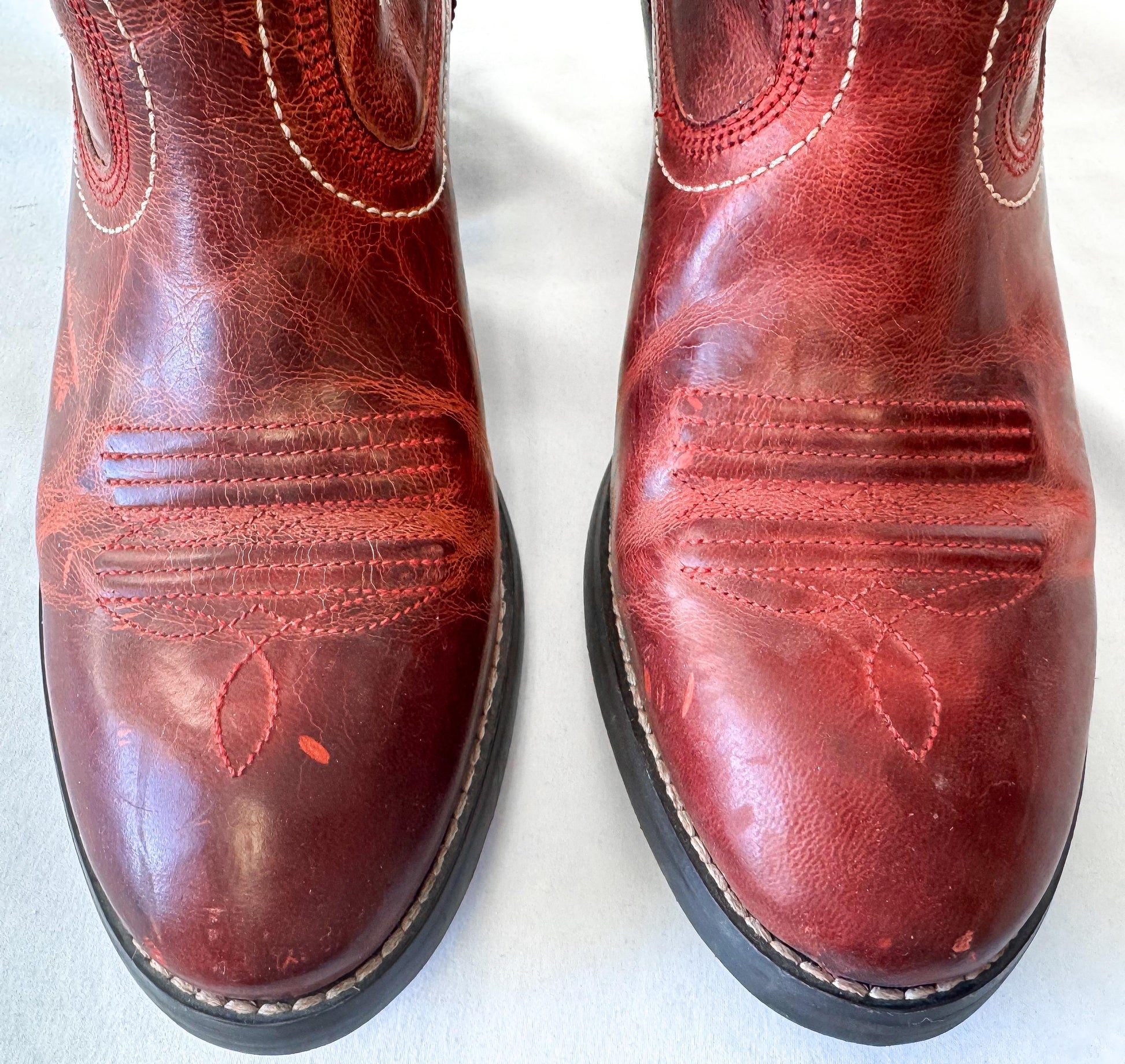 Vintage Style Ariat Red Billie Leather Zip Ankle Booties, Women's Sz. 6B, Vintage Unique Western Festival Boots