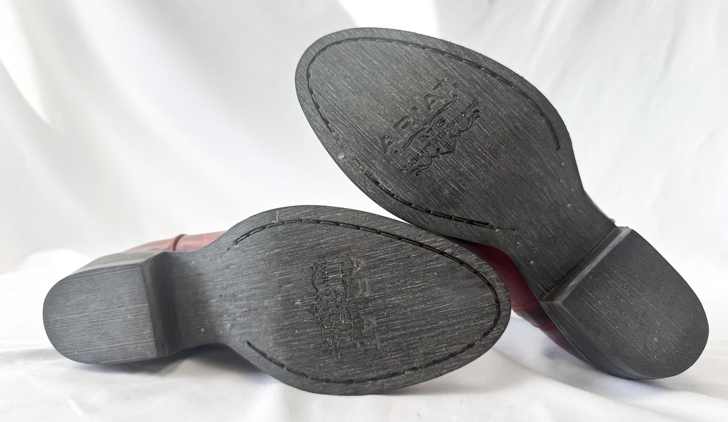 Vintage Style Ariat Red Billie Leather Zip Ankle Booties, Women's Sz. 6B, Vintage Unique Western Festival Boots