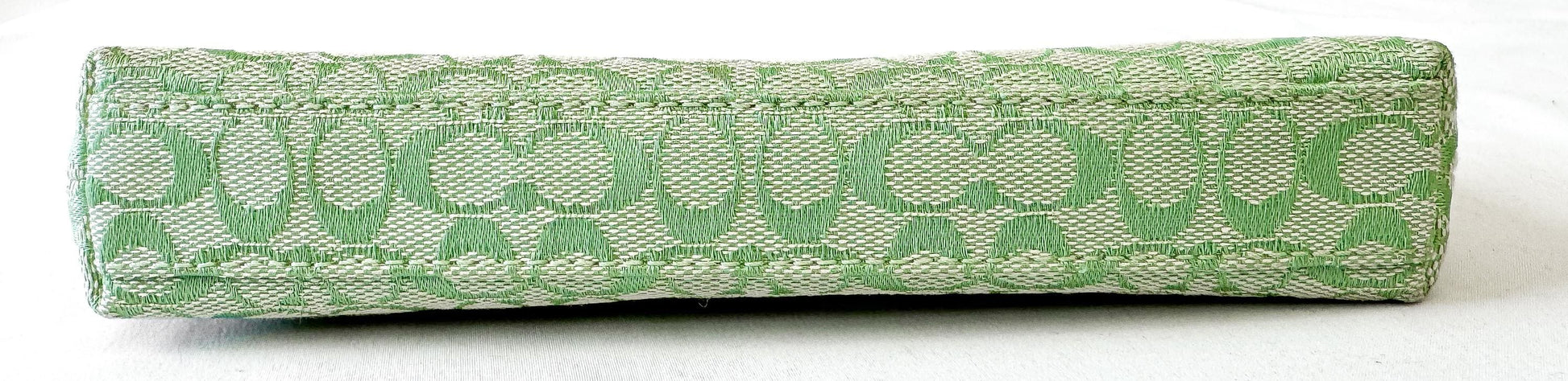 Y2K 00s Coach Pastel Green Signature Monogram Jacquard Leather Pouch