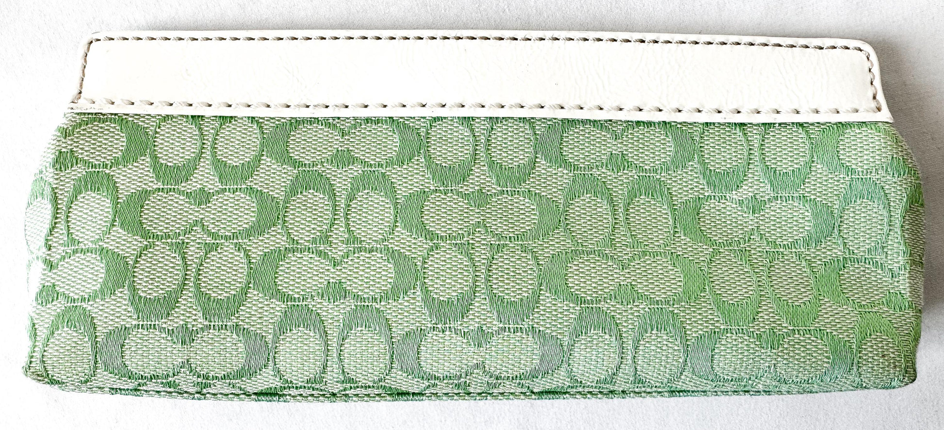 Y2K 00s Coach Pastel Green Signature Monogram Jacquard Leather Pouch