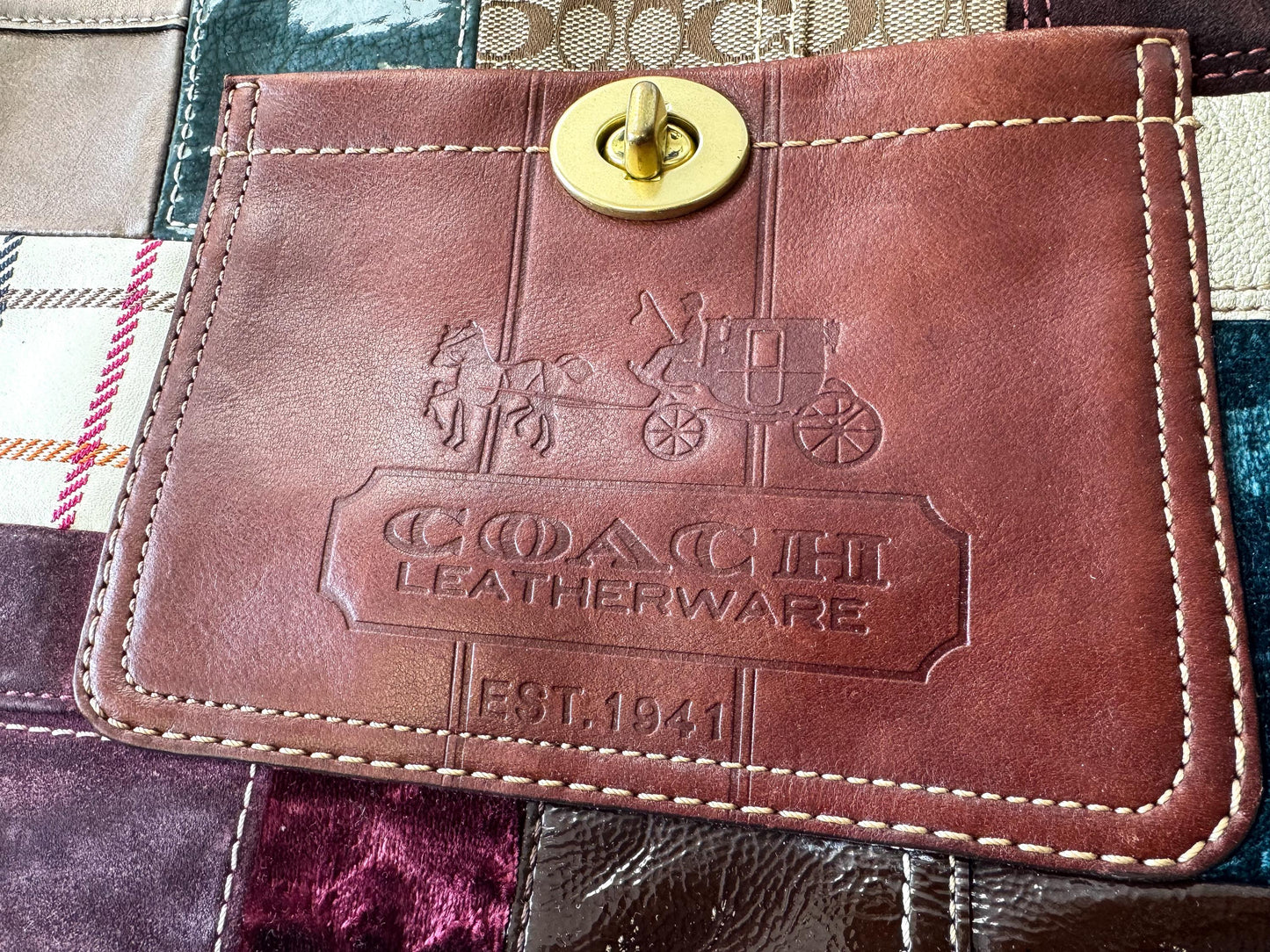 Y2K 00s Coach Gallery Holiday Patchwork Shoulder Bag, Style 11358