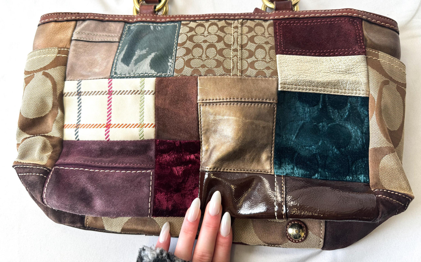 Y2K 00s Coach Gallery Holiday Patchwork Shoulder Bag, Style 11358