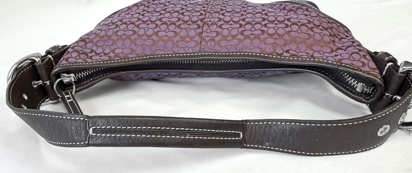 Y2K 00s Coach Mini Signature Small Hobo Purple Brown Shoulder Bag, Style 6351