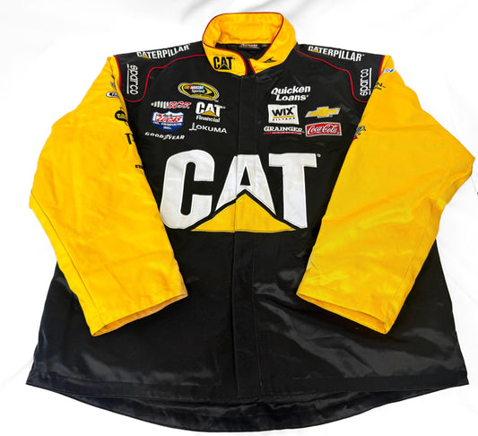 Chase Authentics Caterpillar Yellow Black Racing Jacket, Men's Sz. L, Vintage NASCAR Unisex Racing Jacket