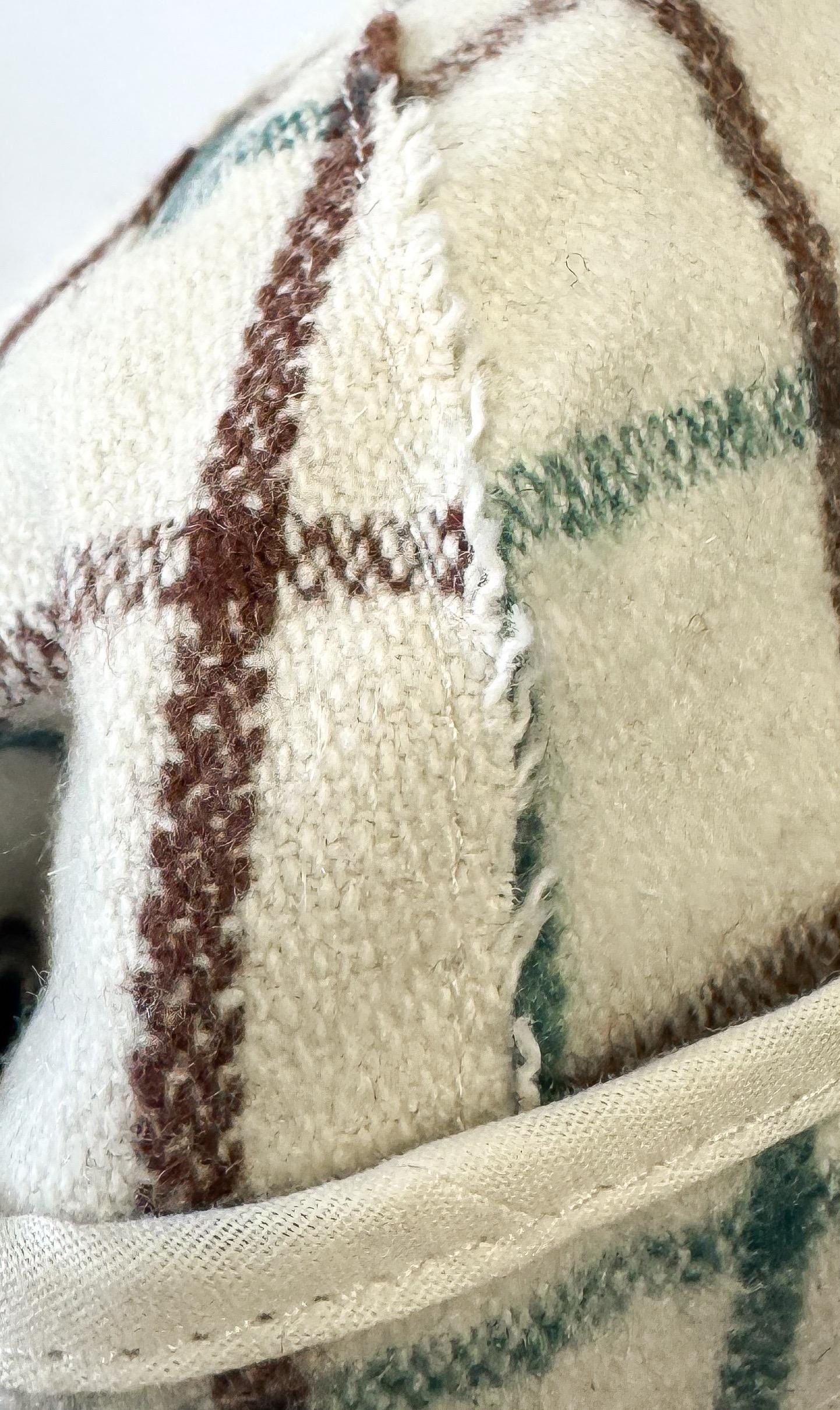 Vintage Style Stormy Kromer Cream Teal Brown Grid Patterned Wool Cap, Sz, 6 1/2